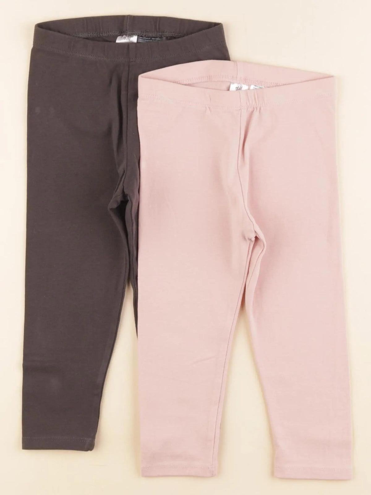 H&M - lot de 2 leggings rose, taupe - 18/24 mois