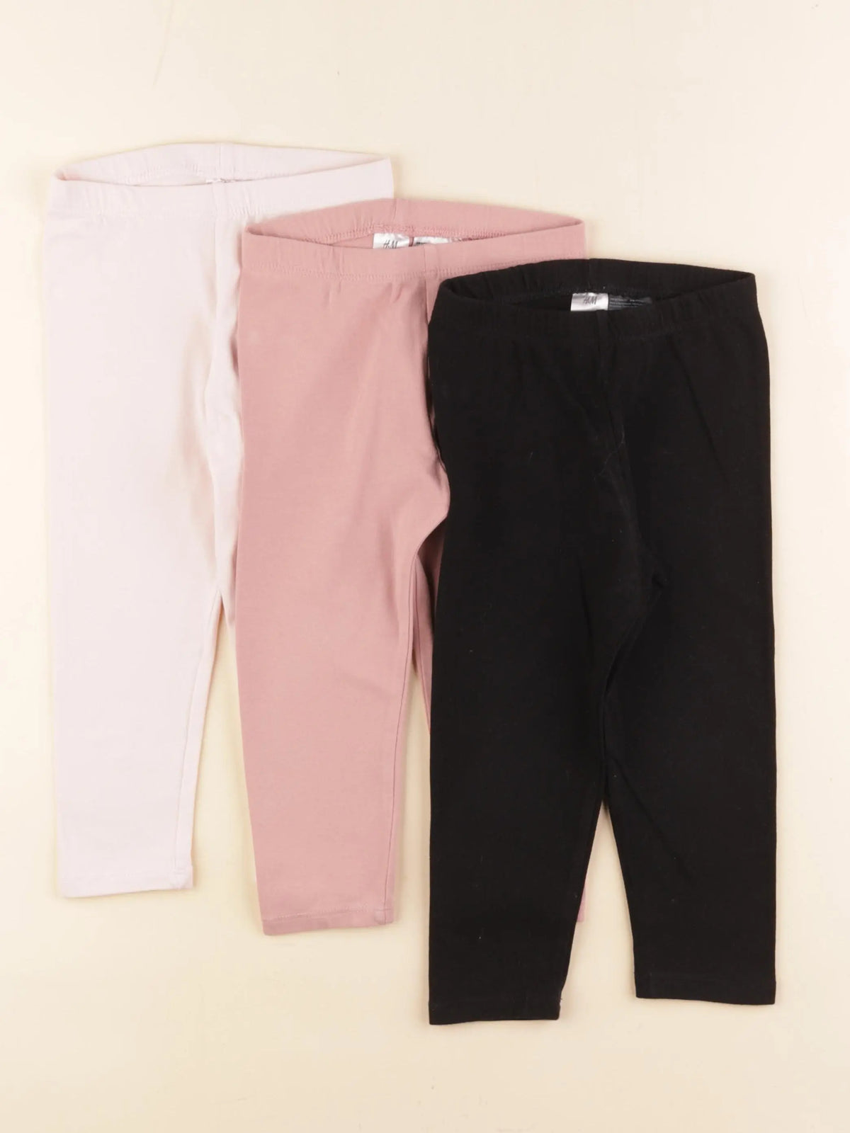 H&M - lot de 3 leggings rose, noir - 18/24 mois