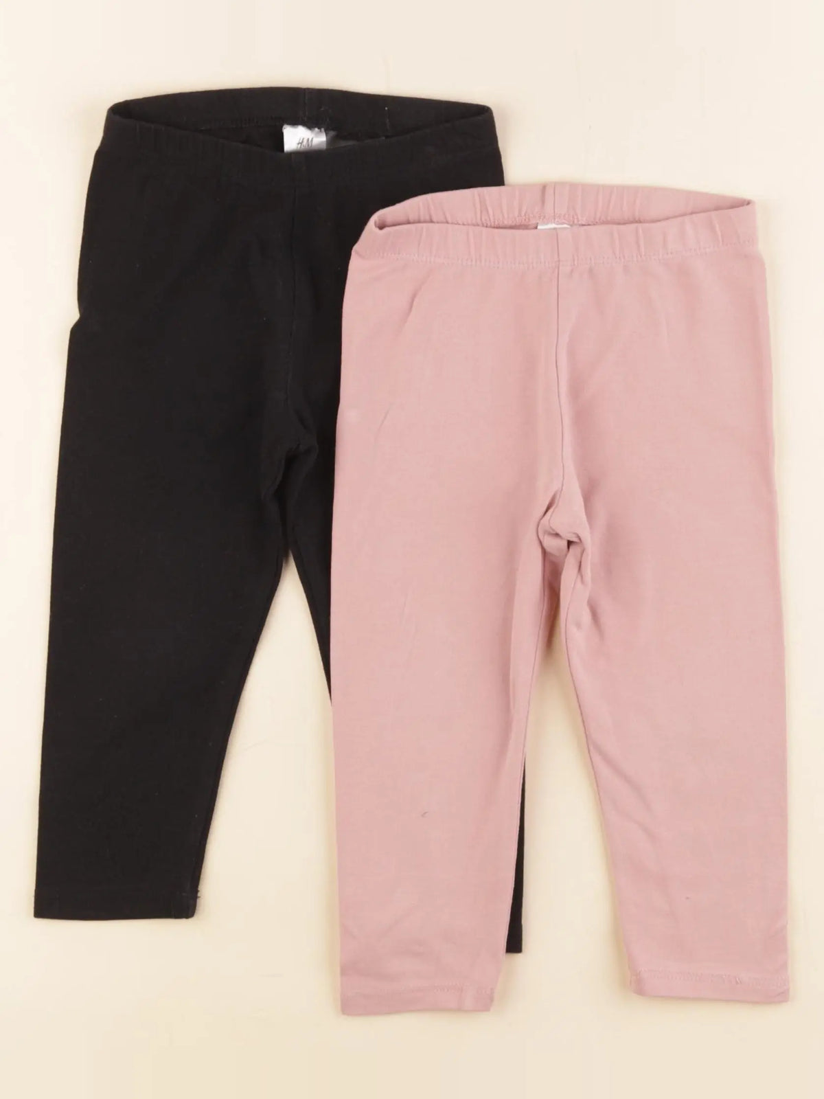 H&M - lot de 2 leggings noir, rose - 12/18 mois