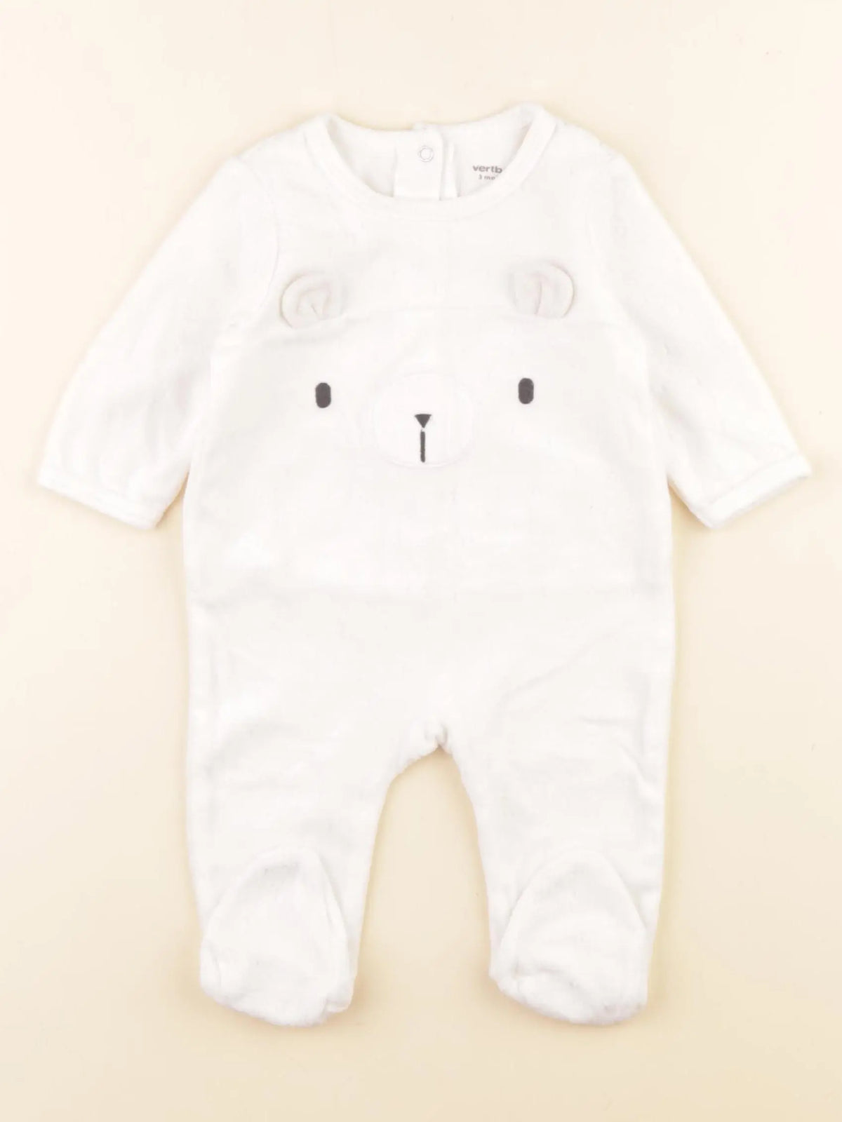 Vertbaudet - pyjama velours blanc - 3 mois