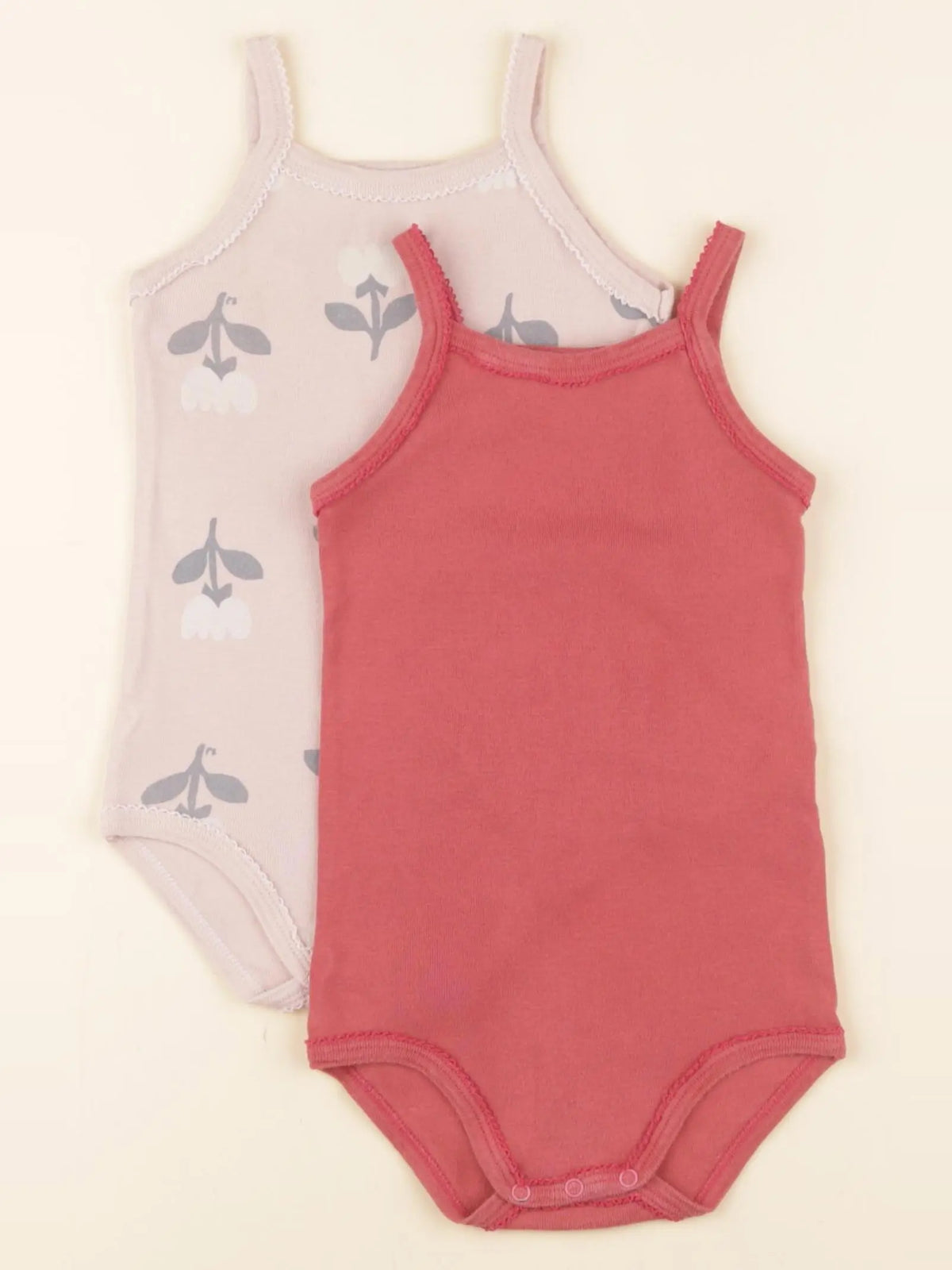 Petit Bateau - lot de 2 bodies en coton rose, rouge - 18 mois