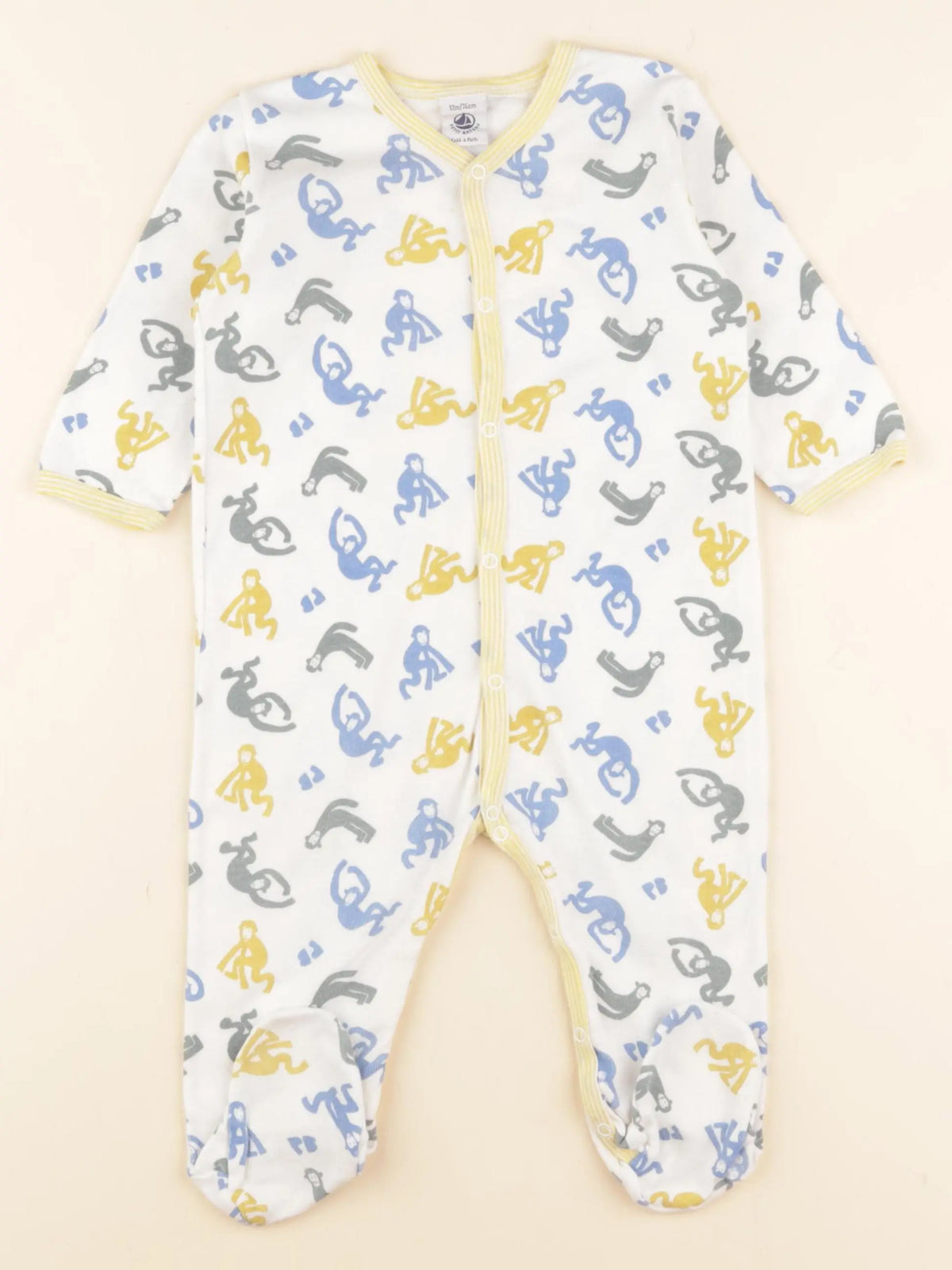 Petit Bateau - pyjama coton blanc - 12 mois