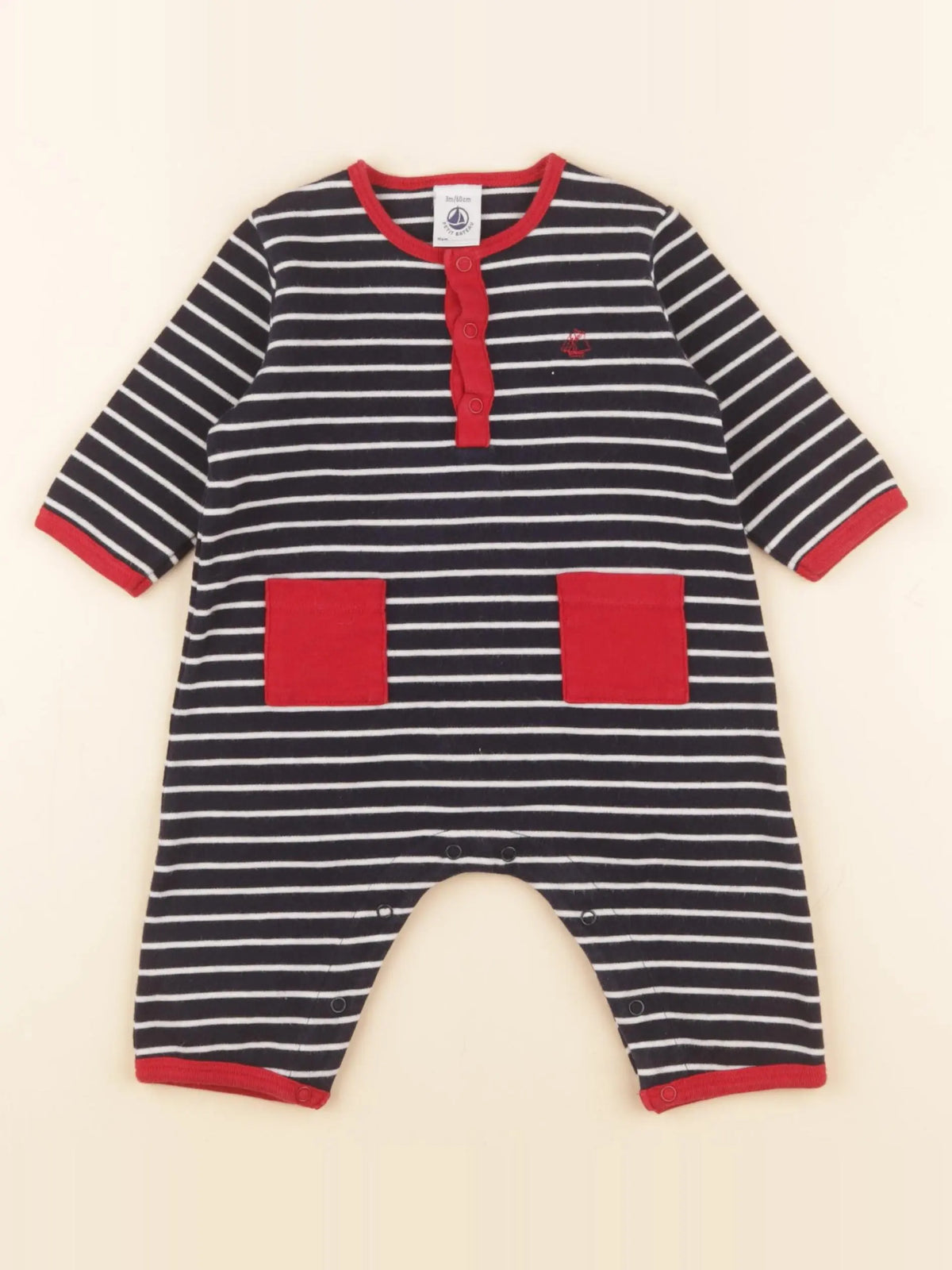 Petit Bateau - combinaison bleu - 3 mois