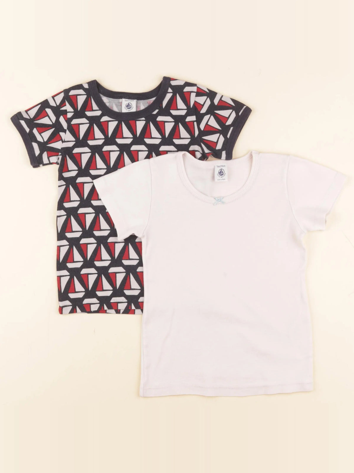 Petit Bateau - lot de 2 maillots de corps bleu, rose - 5 ans
