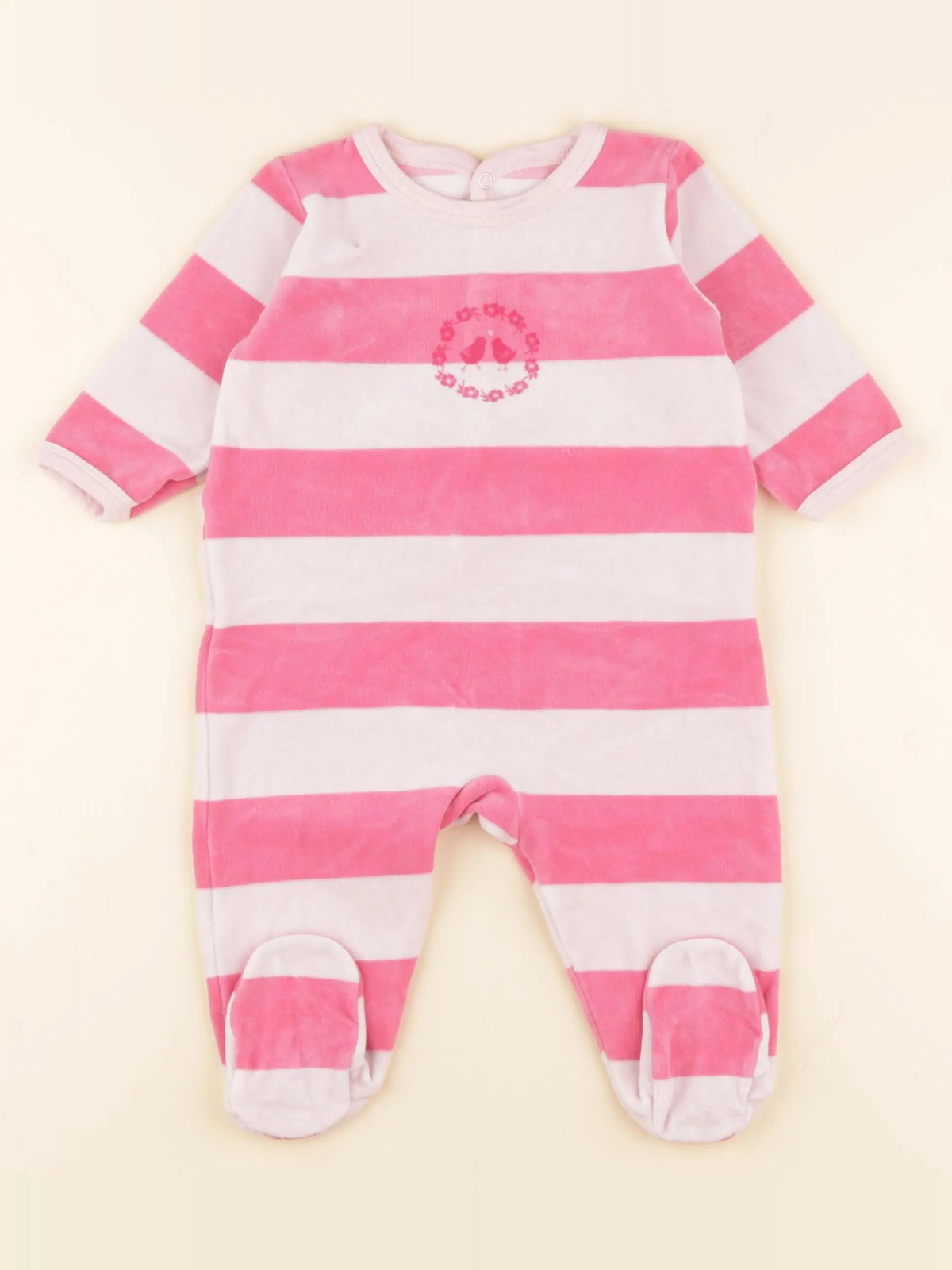 Petit Bateau - pyjama velours rose - 6 mois