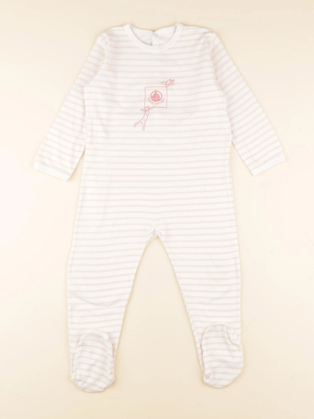 Petit Bateau - pyjama coton blanc, rose - 36 mois