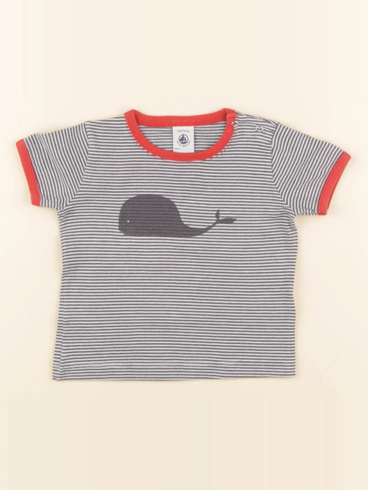 Petit Bateau - tee-shirt gris - 12 mois
