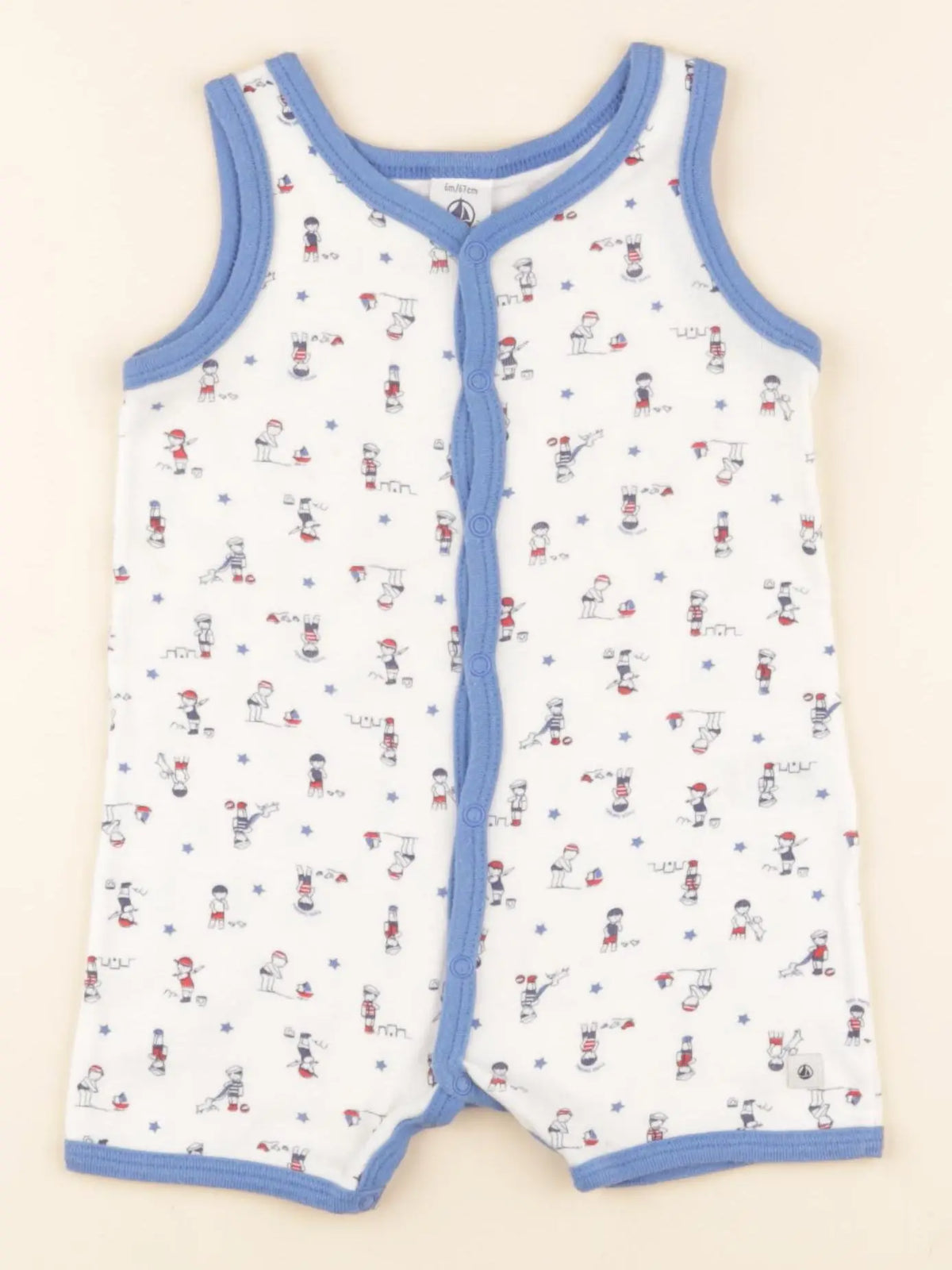 Petit Bateau - pyjama coton blanc - 6 mois