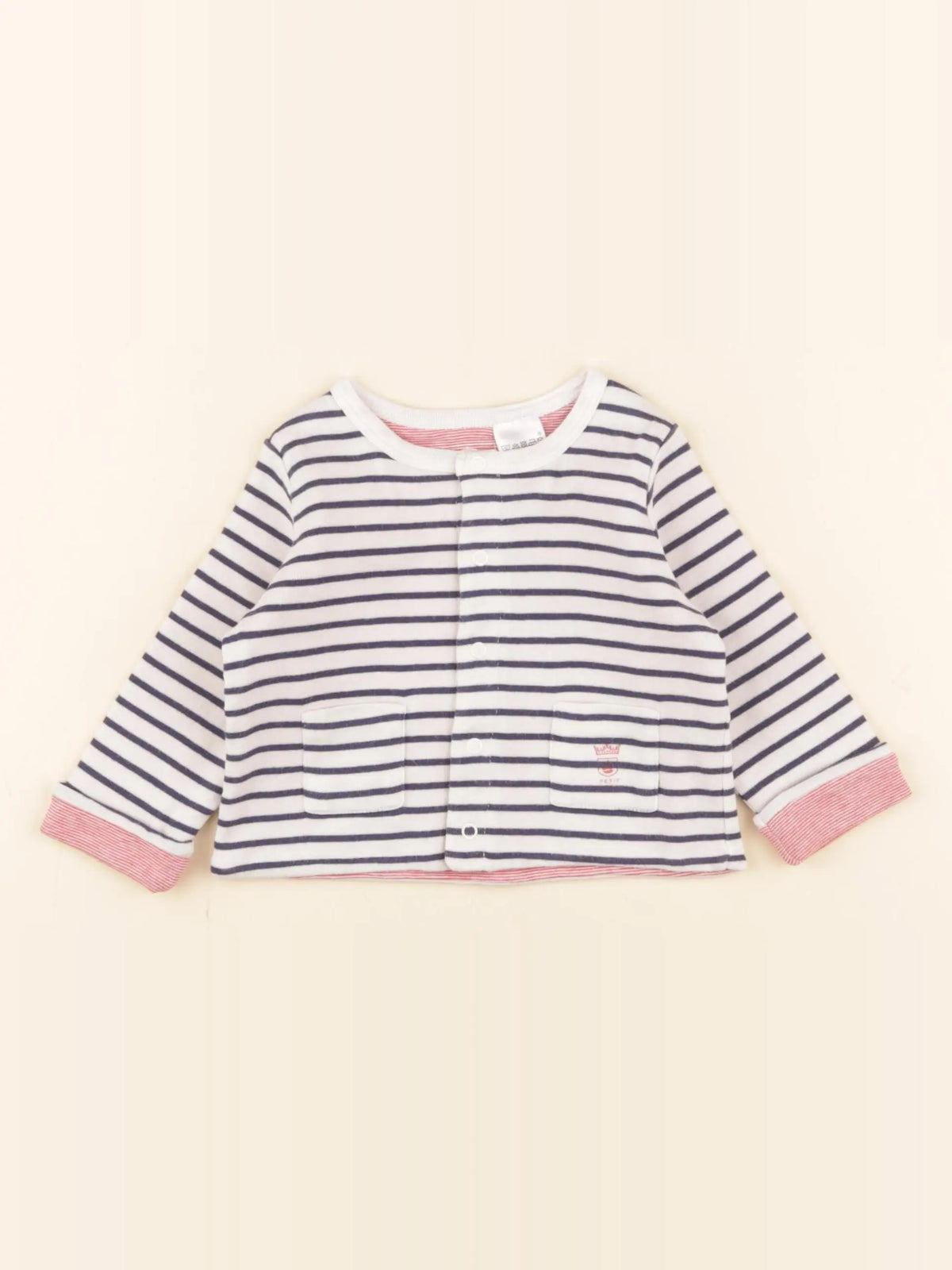 Petit Bateau - sweat blanc, bleu - 6 mois