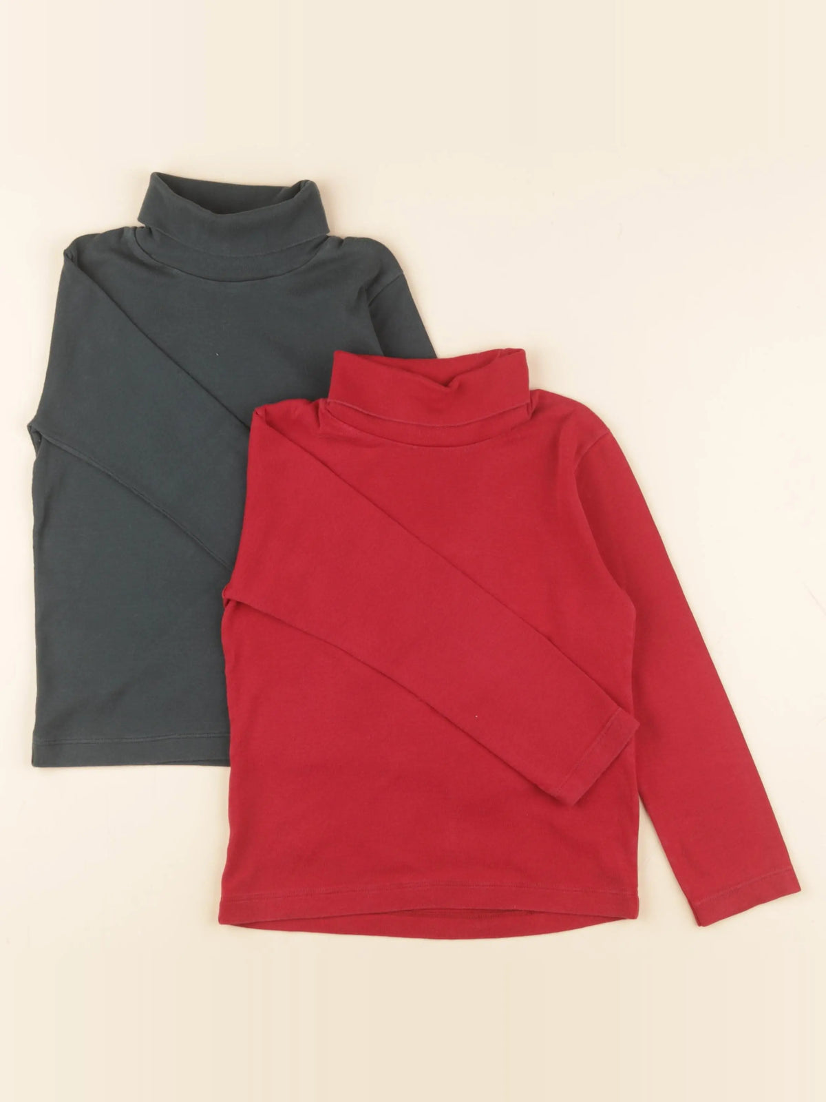 Petit Bateau - lot de 2 sous-pulls bleu, rouge - 6 ans