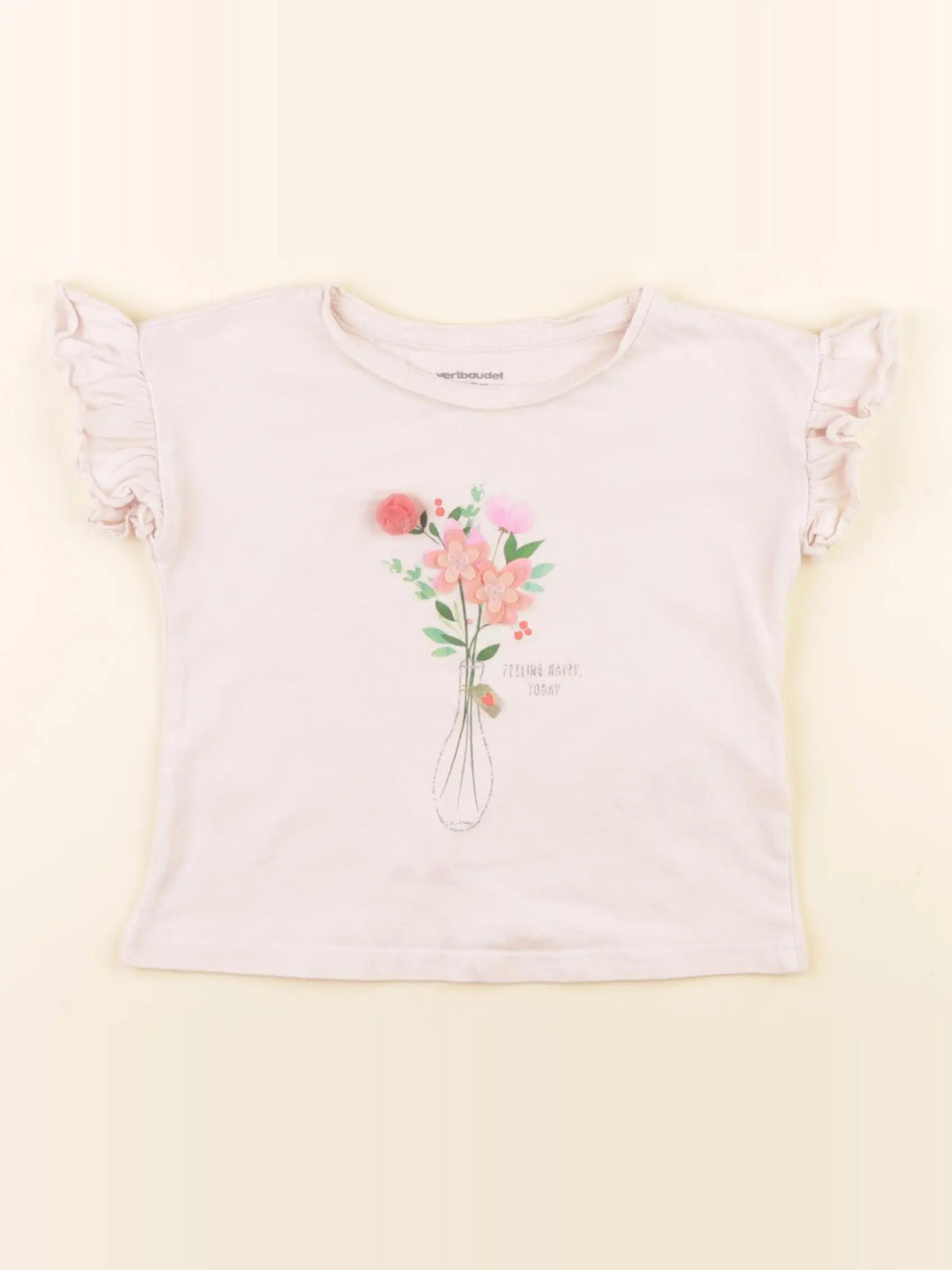 Vertbaudet - tee-shirt rose, argent - 2 ans