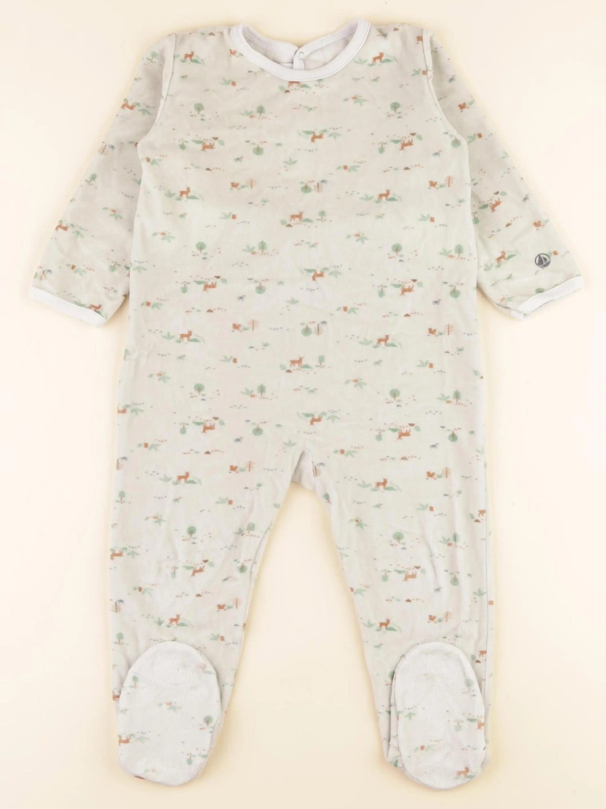 Petit Bateau - pyjama velours vert - 2 ans