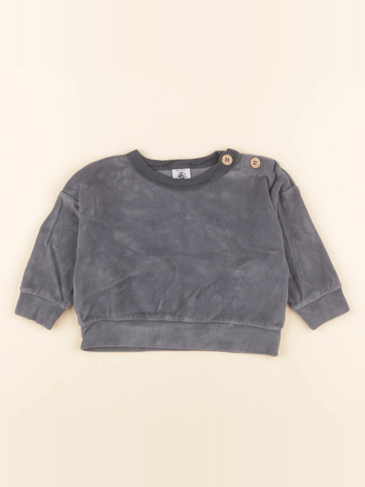 Petit Bateau - sweat éponge gris - 12 mois