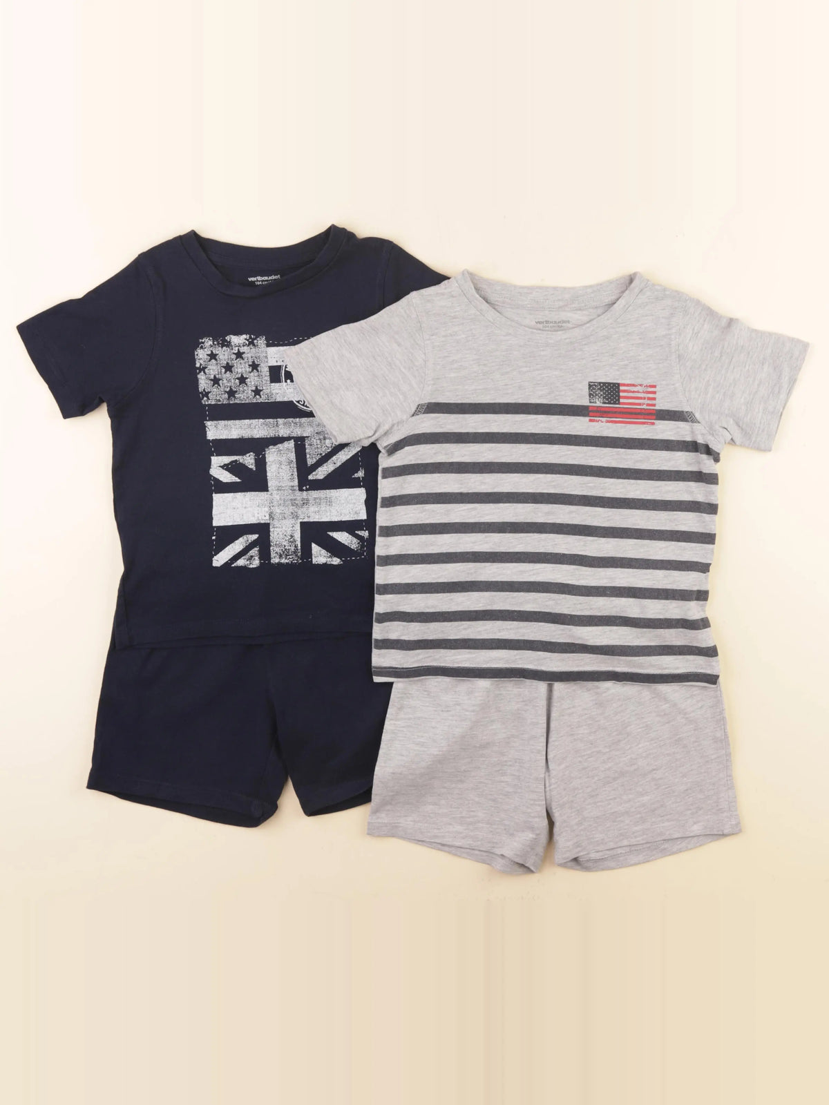 Vertbaudet - lot de 2 pyjamas coton gris, noir - 4 ans