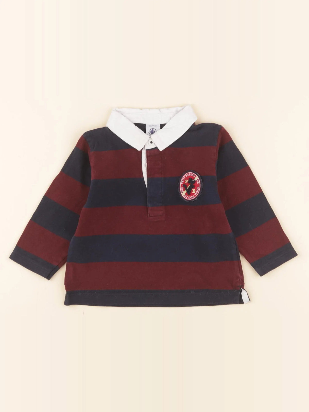 Petit Bateau - polo bleu, rouge - 12 mois
