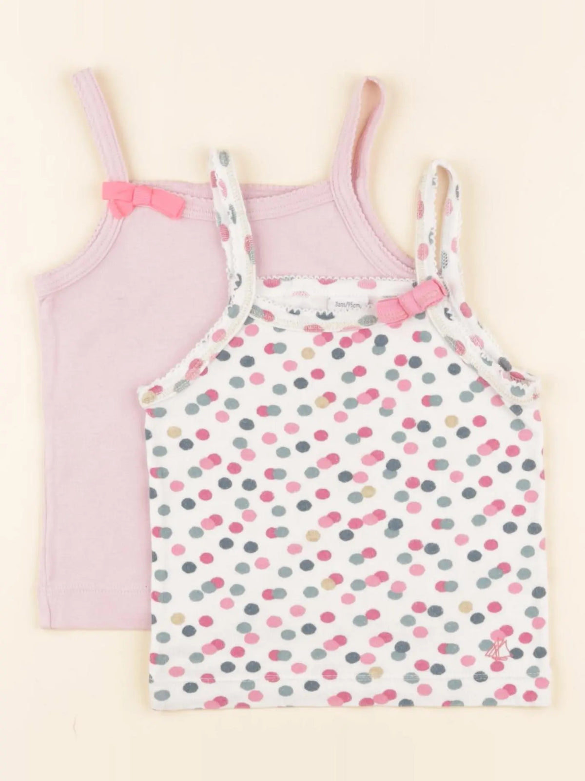 Petit Bateau - lot de 2 maillots de corps rose, vert - 3 ans