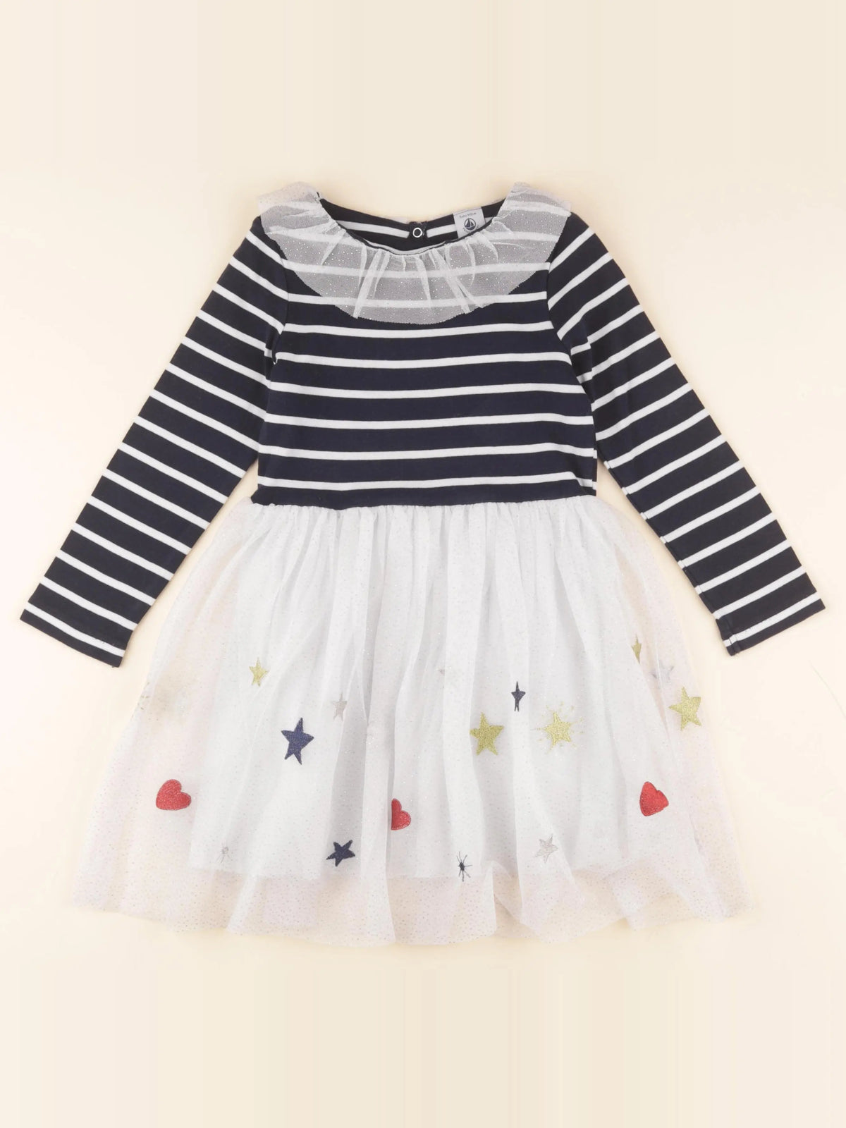 Petit Bateau - robe bleu, blanc - 5 ans