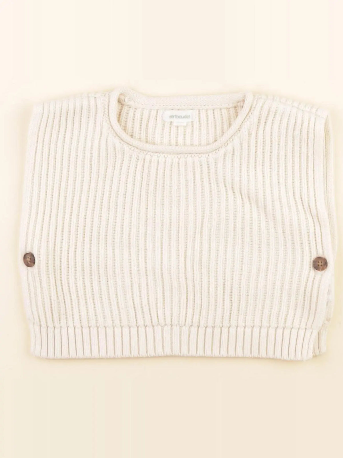 Vertbaudet - pull beige - 6 mois