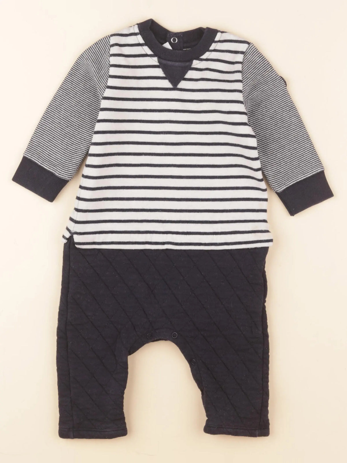 Petit Bateau - combinaison beige, bleu - 6 mois