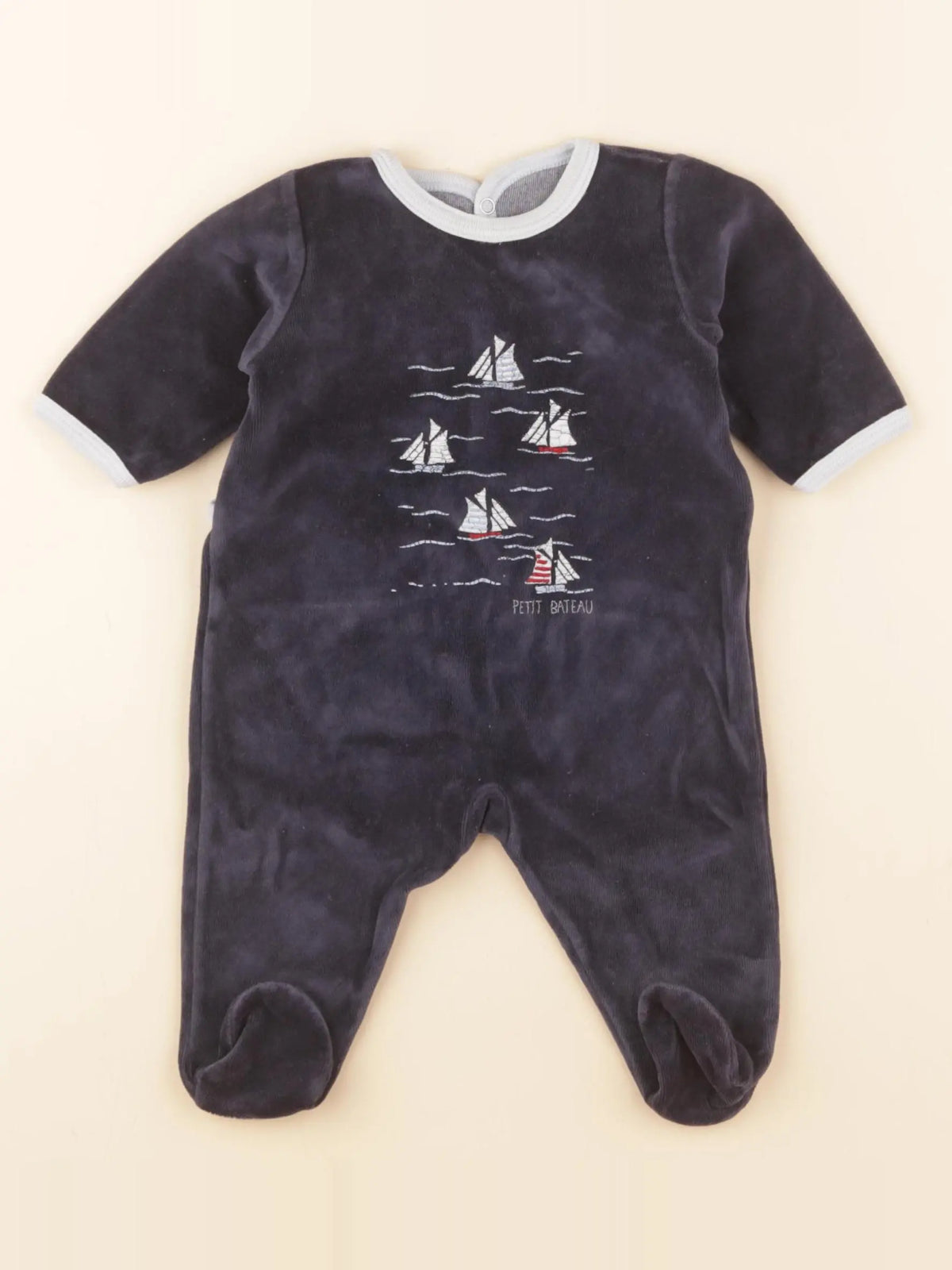 Petit Bateau - pyjama velours bleu - 3 mois