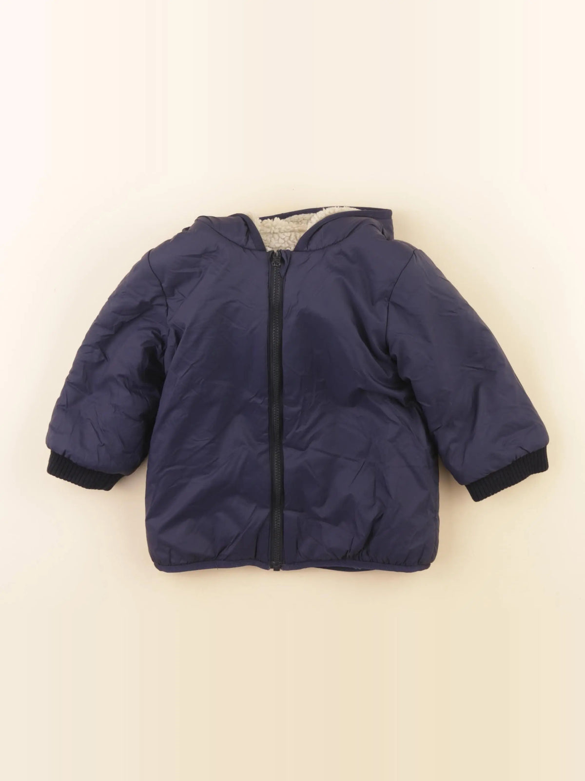 Bonpoint - veste réversible beige, bleu - 2 ans