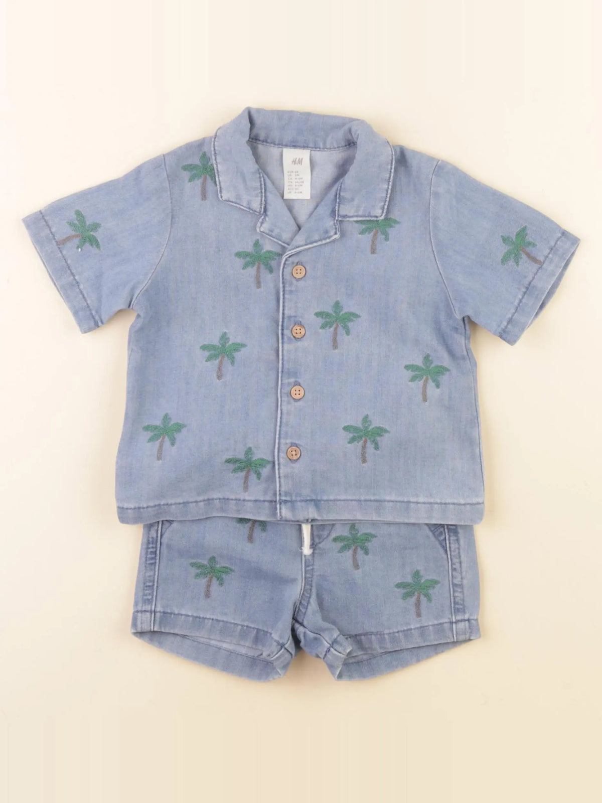 H&M - ensemble bleu - 4/6 mois