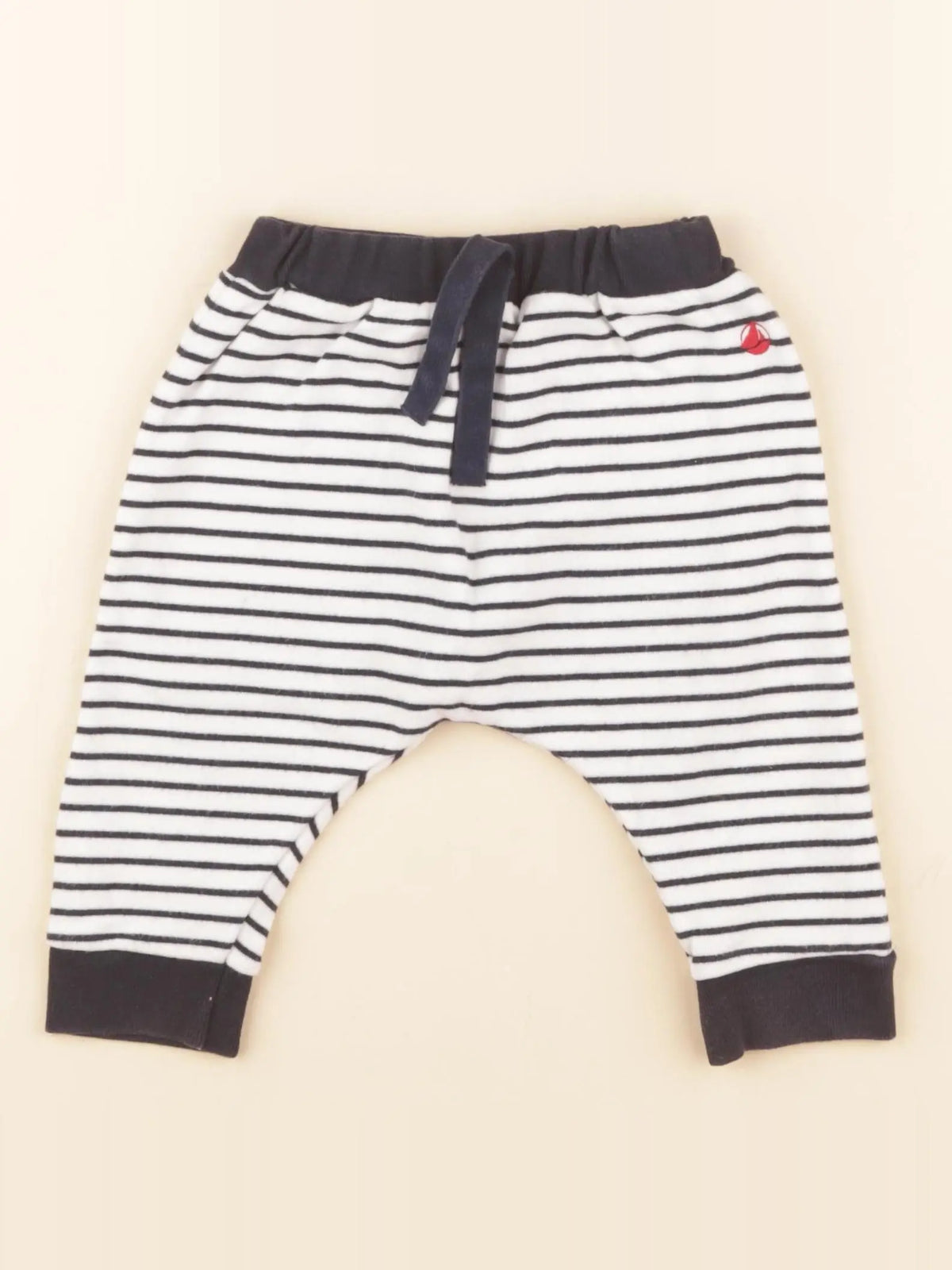 Petit Bateau - sarouel bleu, blanc - 6 mois