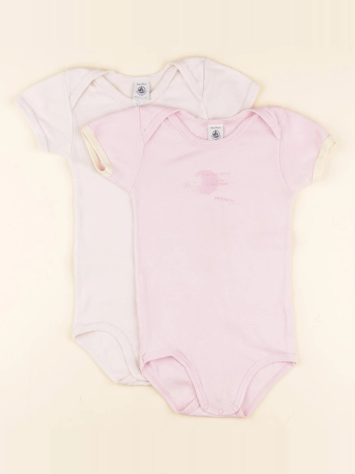 Petit Bateau - lot de 2 bodies en coton rose - 36 mois