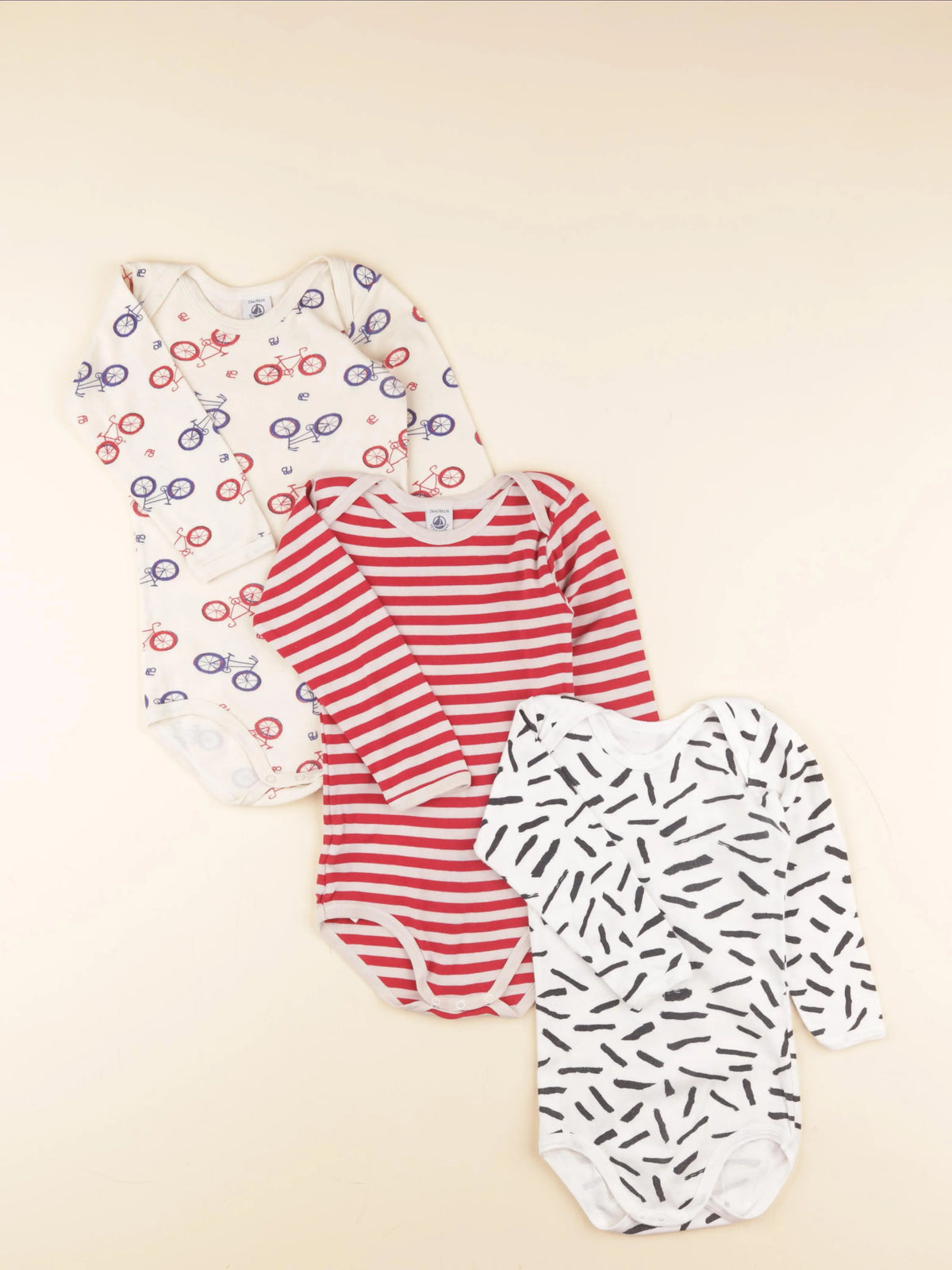 Petit Bateau - lot de 3 bodies en coton multicolore - 24 mois