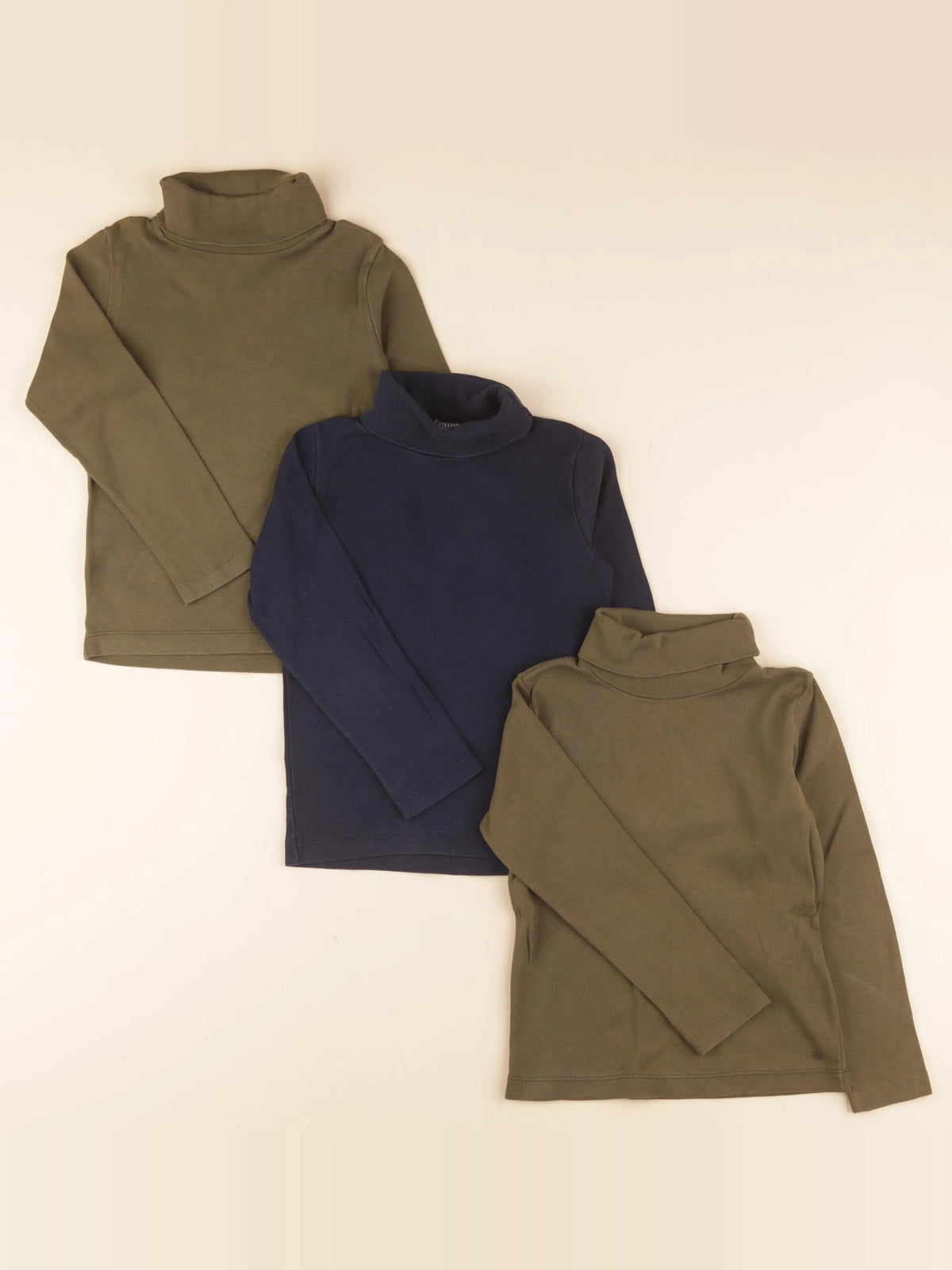 Petit Bateau - lot de 3 sous-pulls bleu, vert - 5 ans