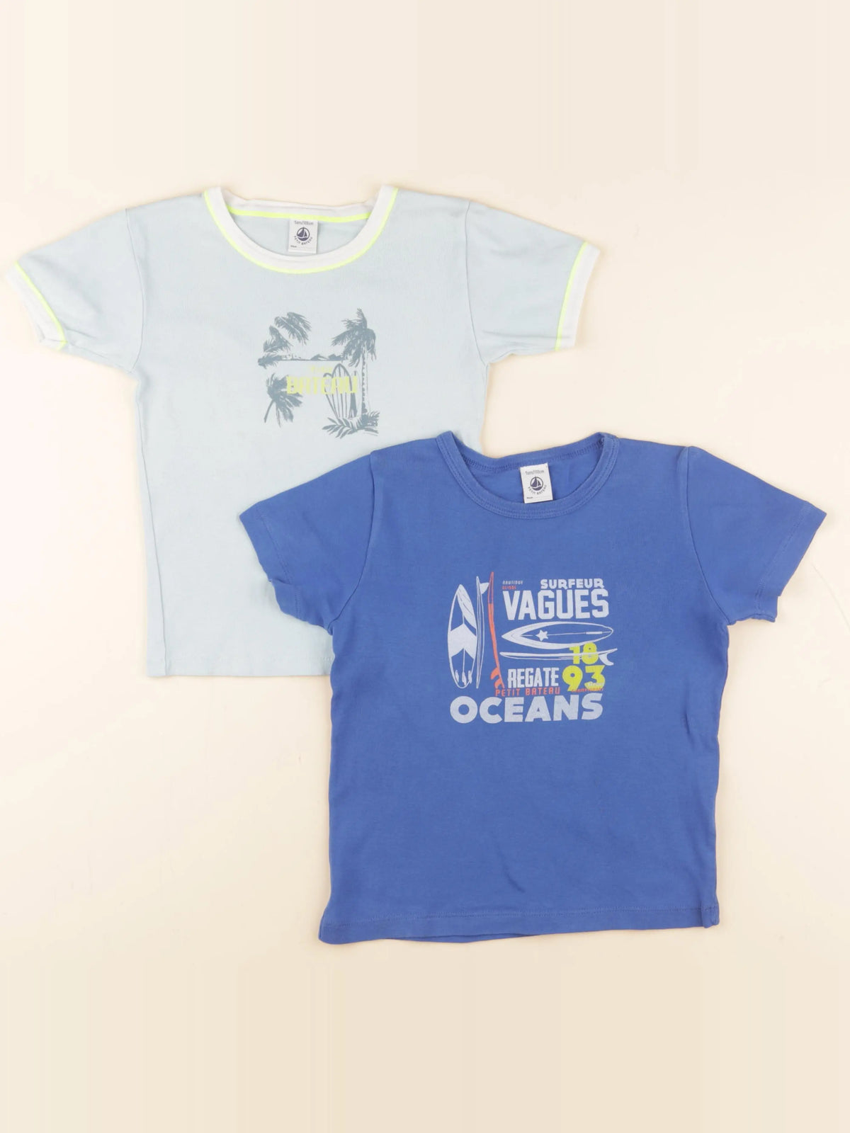 Petit Bateau - lot de 2 maillots de corps bleu - 5 ans