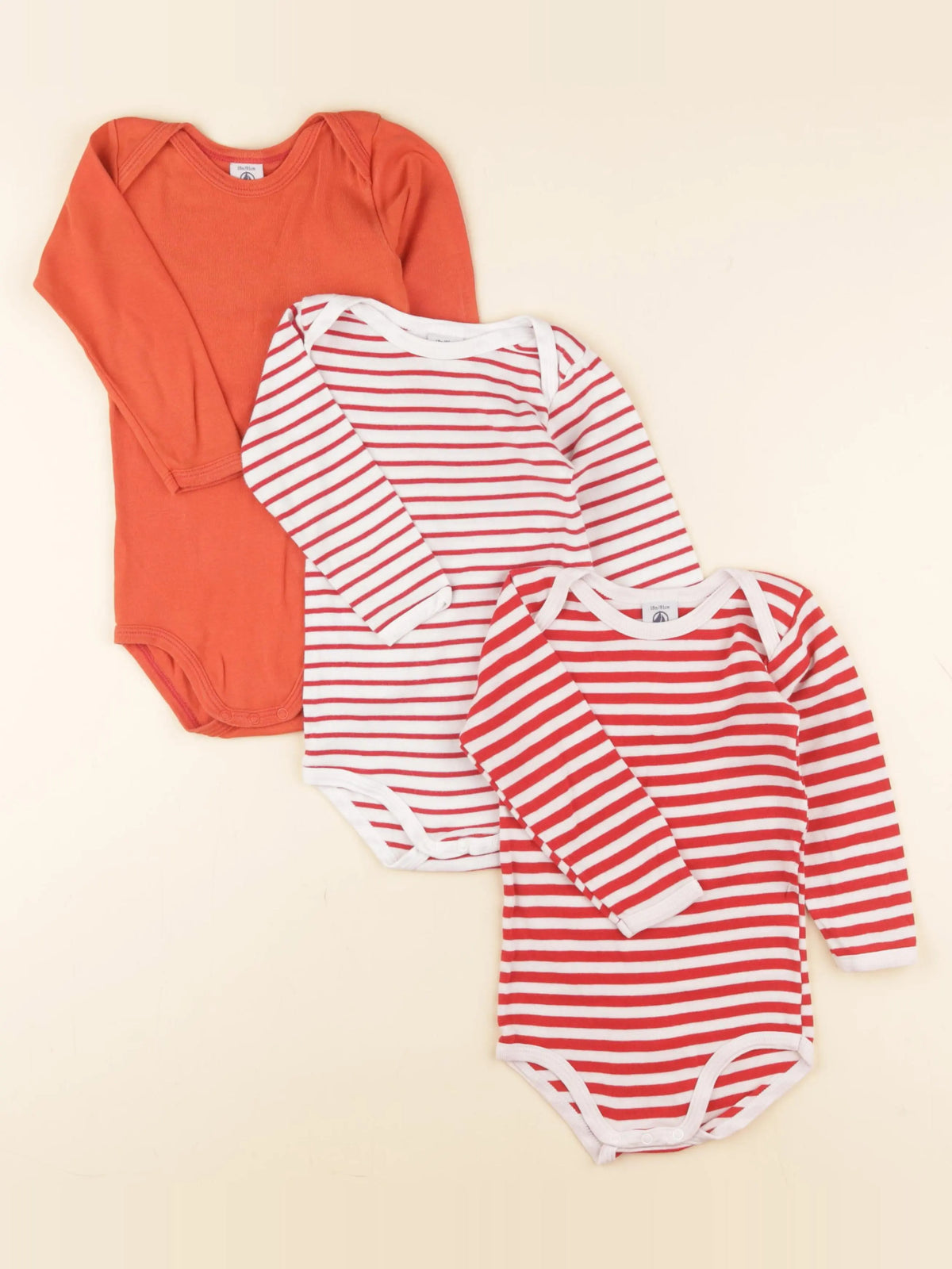 Petit Bateau - lot de 3 bodies en coton multicolore - 18 mois