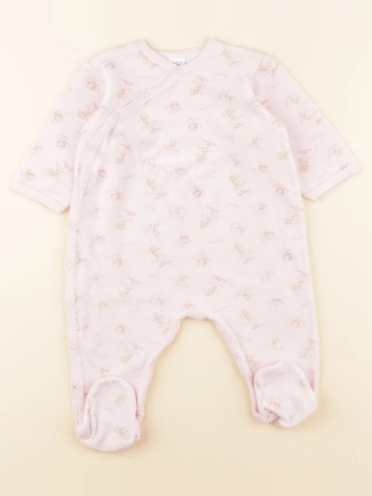 Petit Bateau - pyjama velours rose - 6 mois