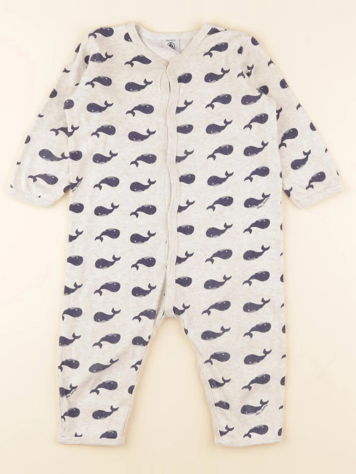 Petit Bateau - pyjama coton blanc, bleu - 18 mois