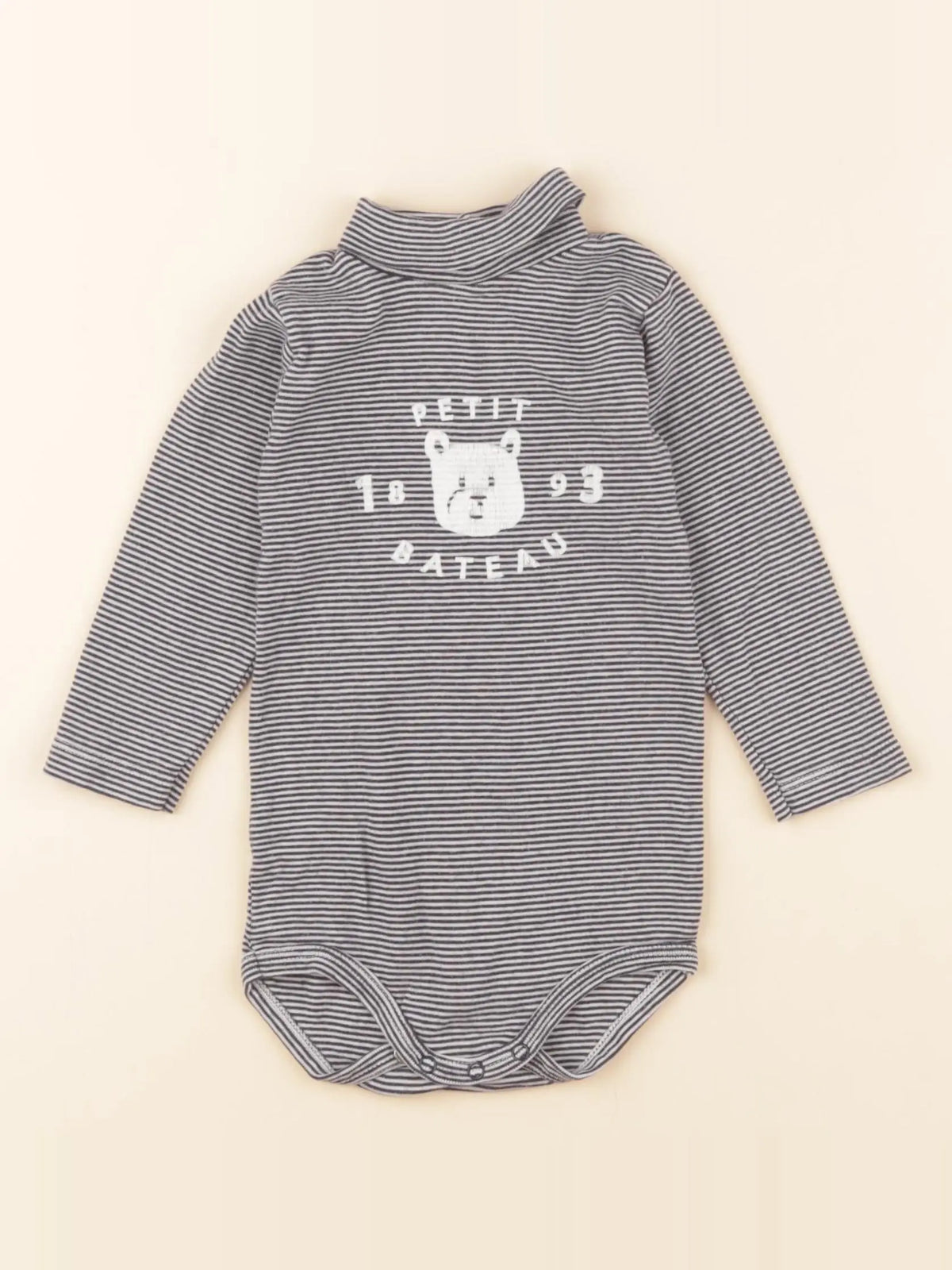 Petit Bateau - body à col bleu, blanc - 12 mois