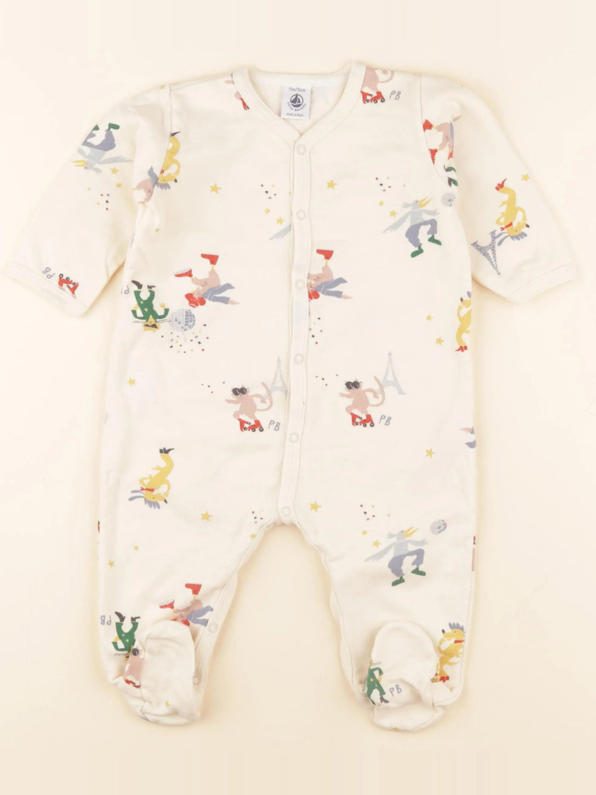 Petit Bateau - pyjama coton beige - 12 mois