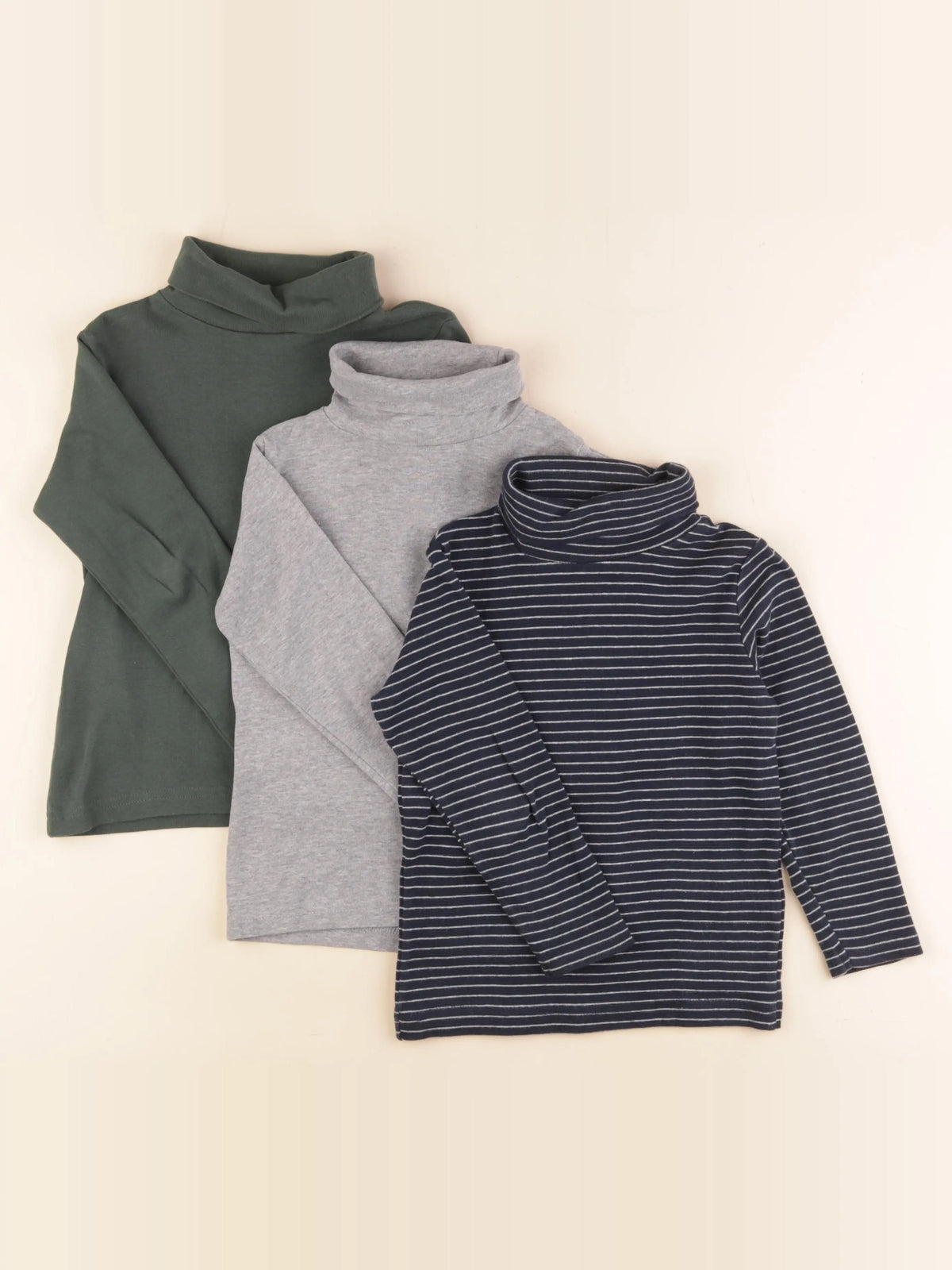 Vertbaudet - lot de 3 sous-pulls bleu, gris - 5 ans