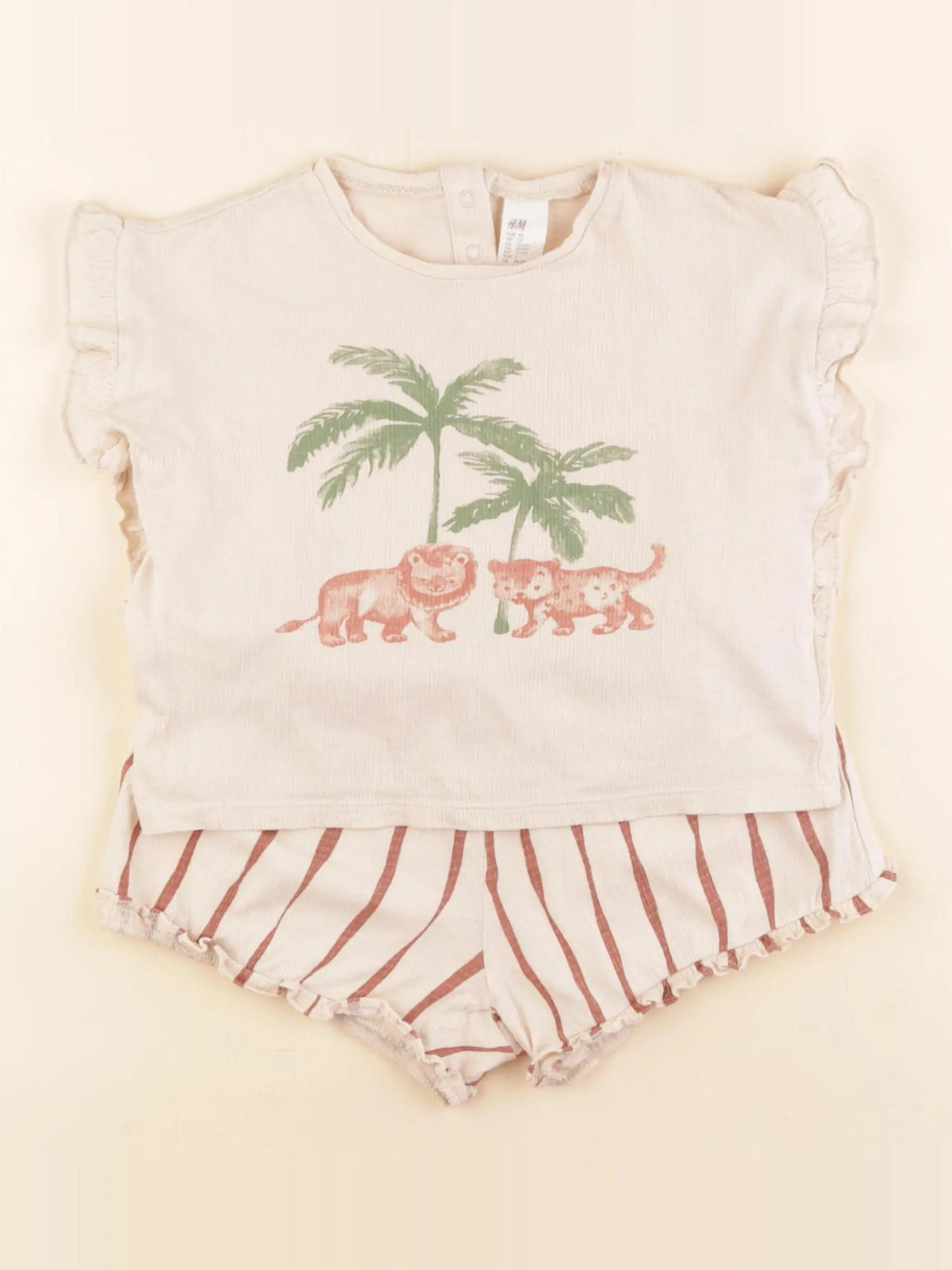 H&M - ensemble beige, rouge - 2 ans