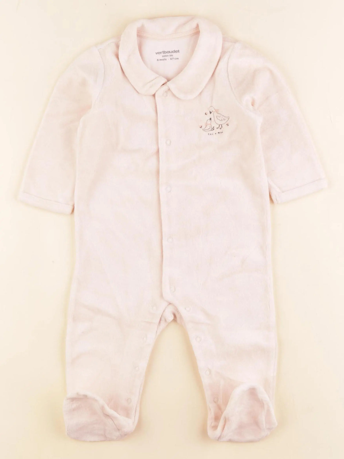 Vertbaudet - pyjama velours rose - 6 mois