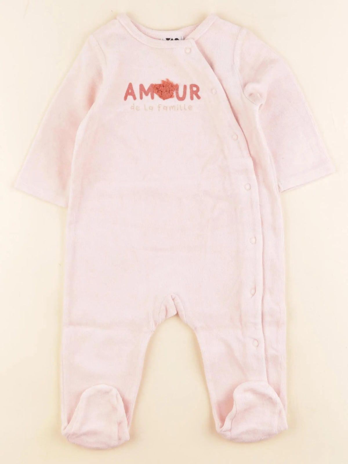 Tape à l'oeil - pyjama velours rose - 6 mois