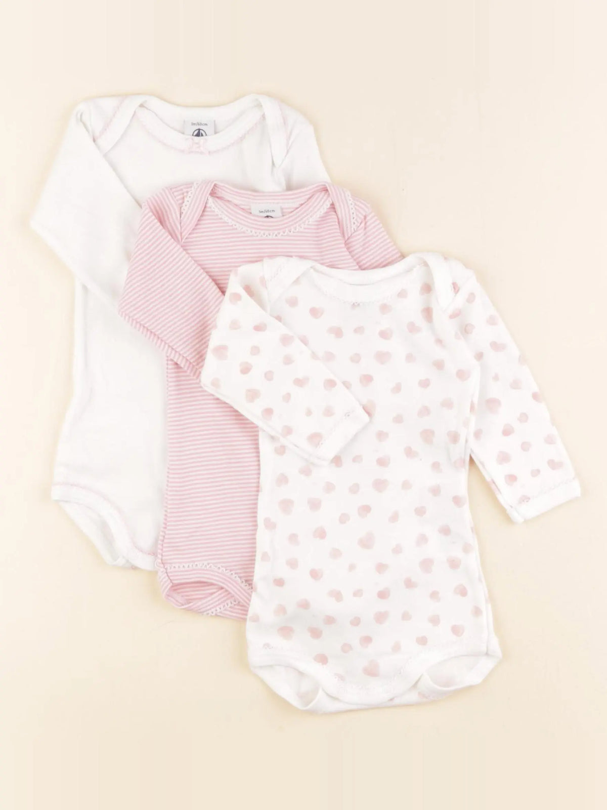 Petit Bateau - lot de 3 bodies en coton multicolore - 3 mois