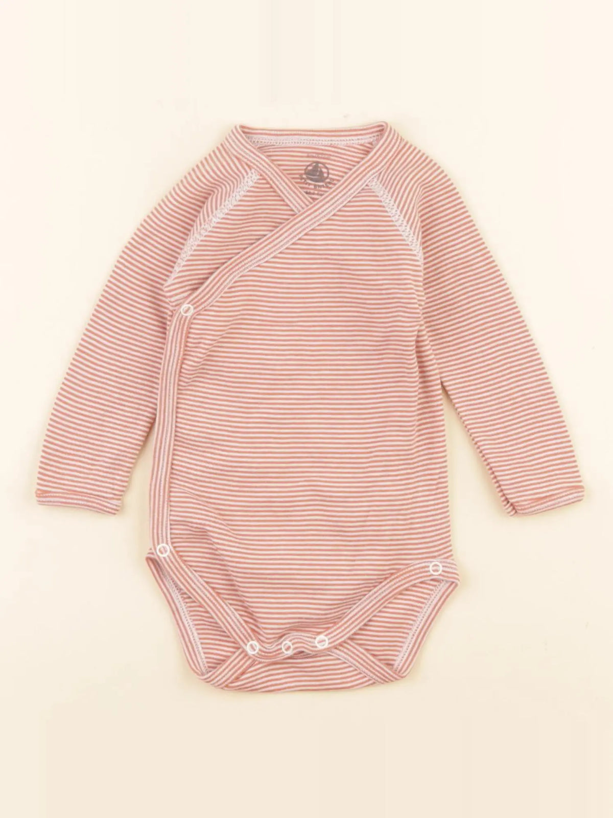 Petit Bateau - body beige, orange - 6 mois