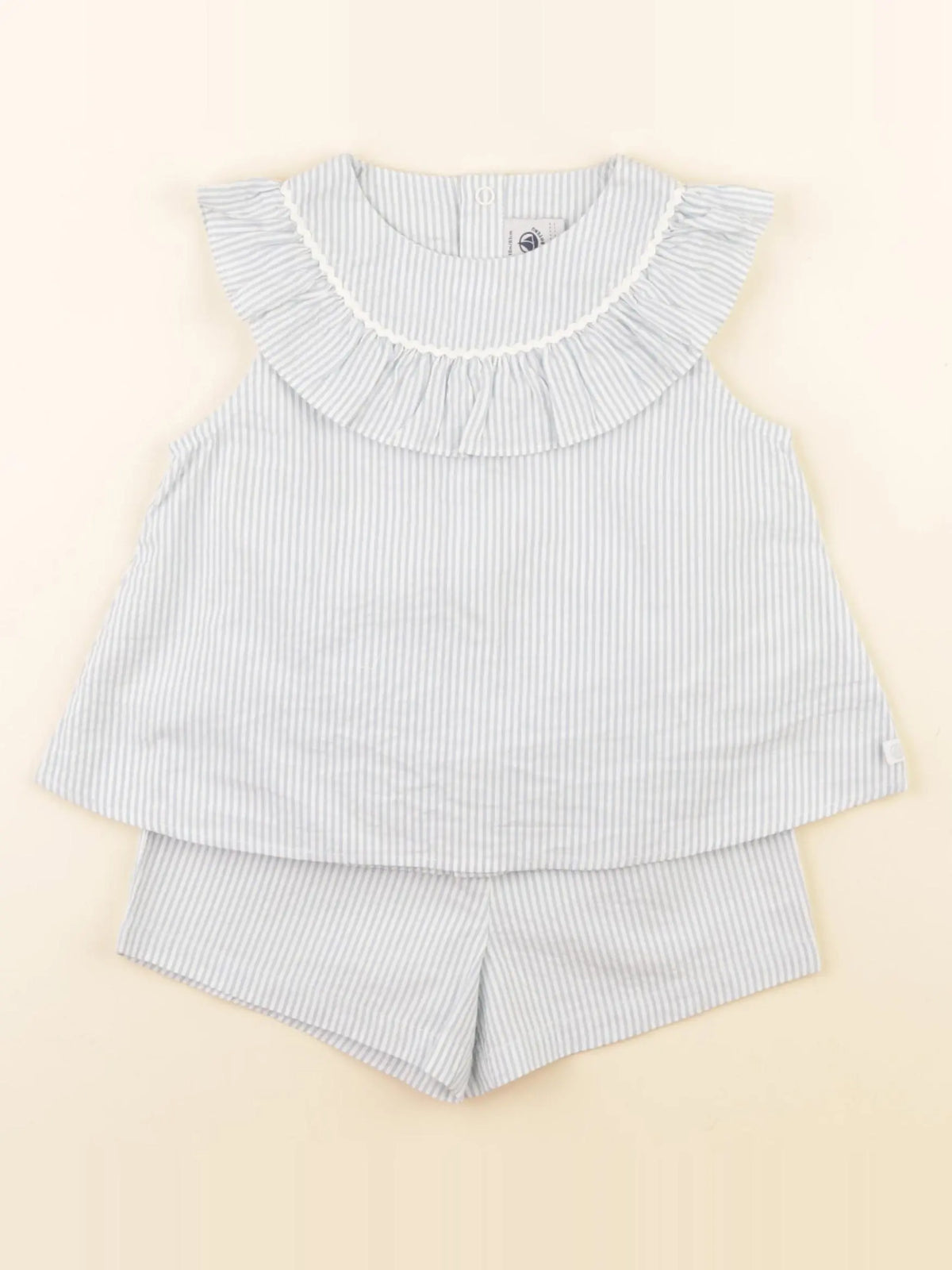 Petit Bateau - ensemble blanc, bleu - 18 mois