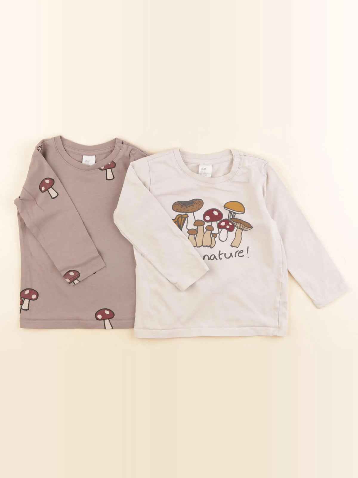 H&M - lot de 2 tee-shirts beige, marron - 12/18 mois