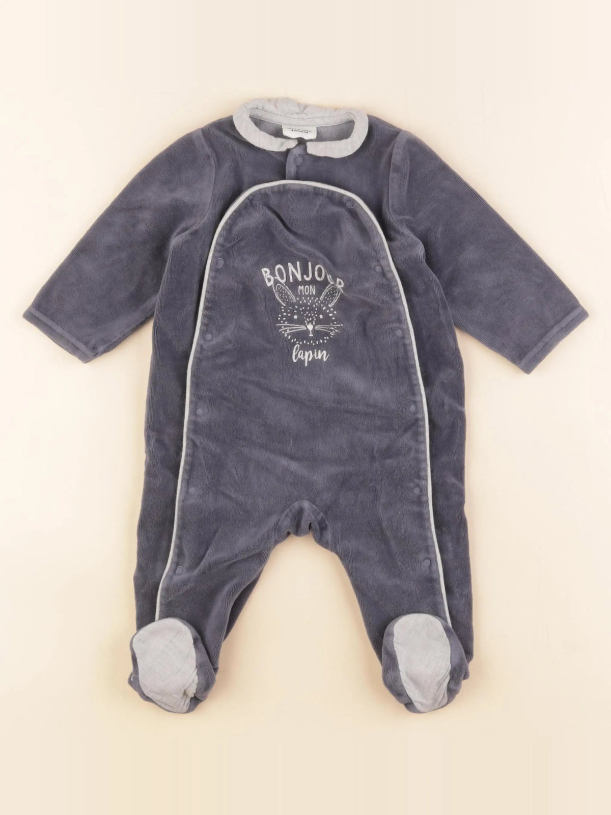 Tape à l'oeil - pyjama velours gris - 6 mois