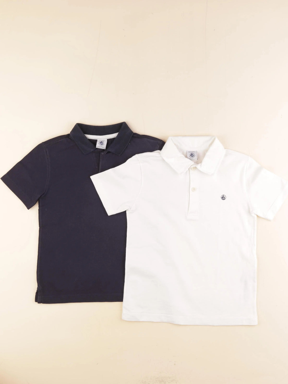 Petit Bateau - lot de 2 polos bleu, blanc - 8 ans