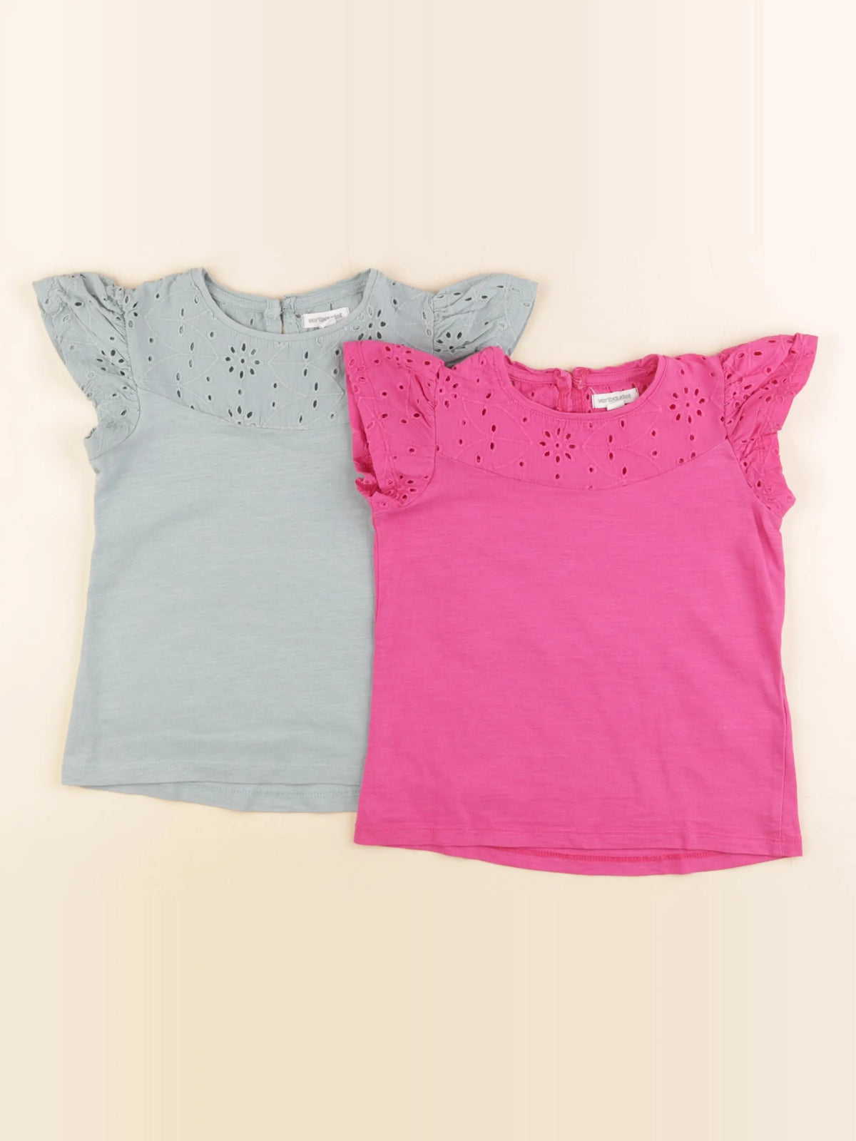 Vertbaudet - lot de 2 tee-shirts rose, vert - 4 ans
