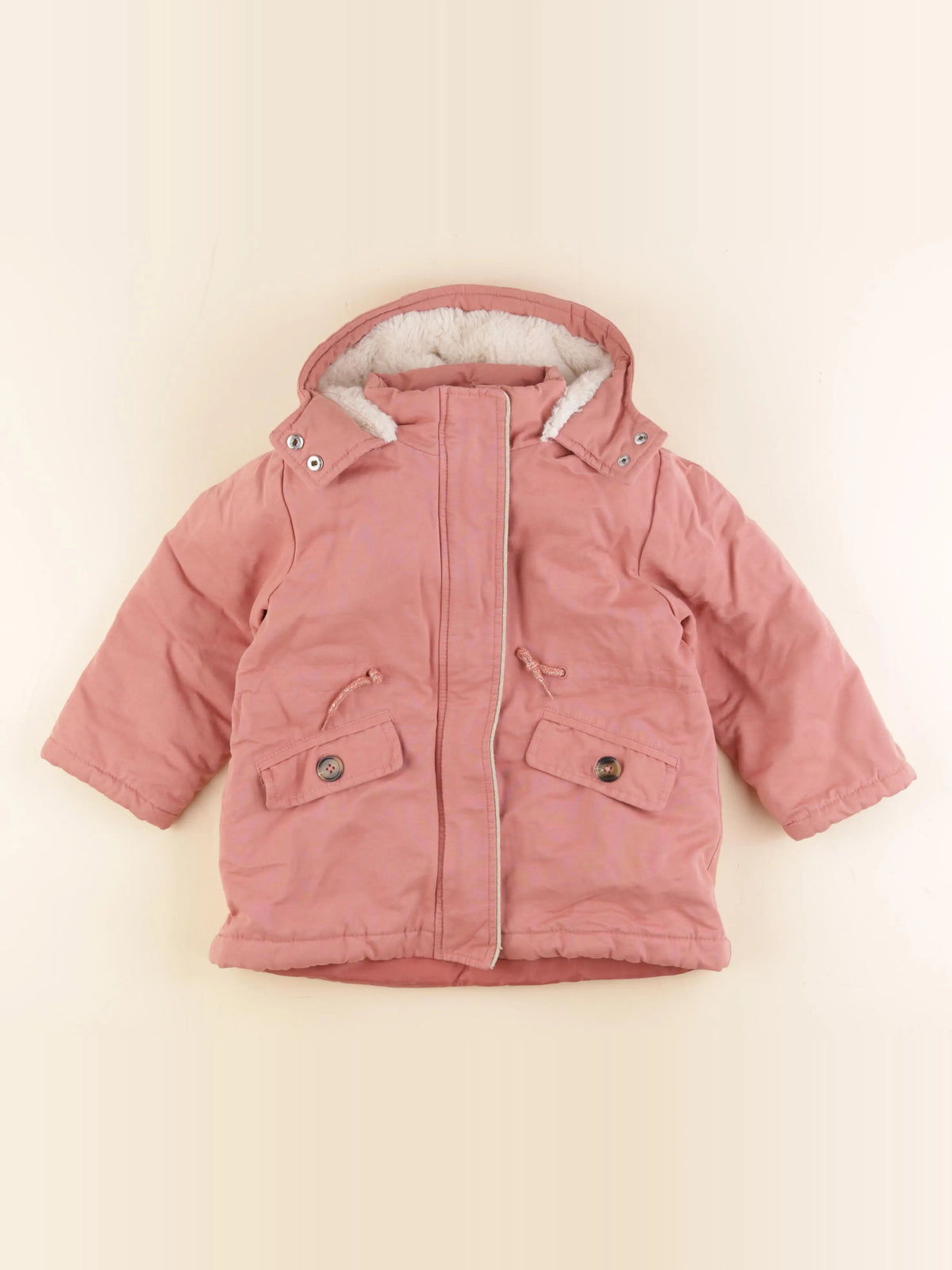 Vertbaudet - parka doublure amovible coton rose - 4 ans