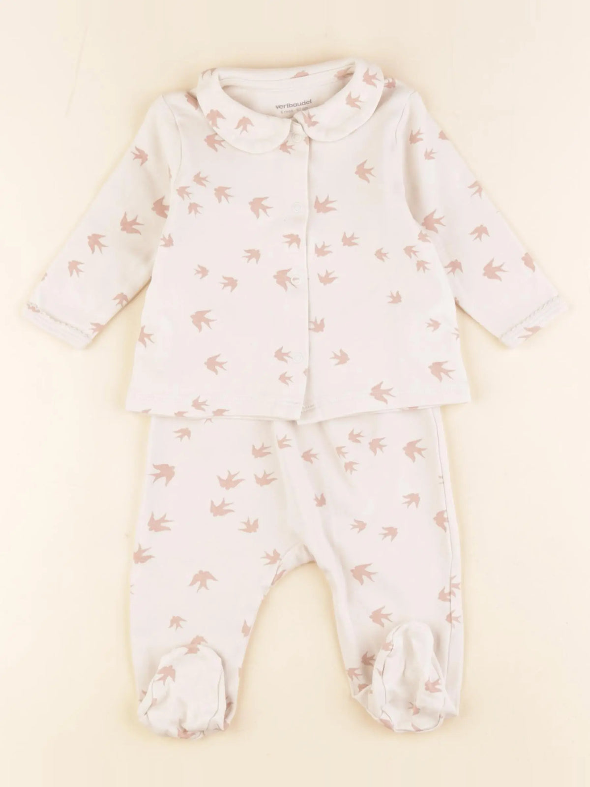 Vertbaudet - pyjama coton rose - 6 mois
