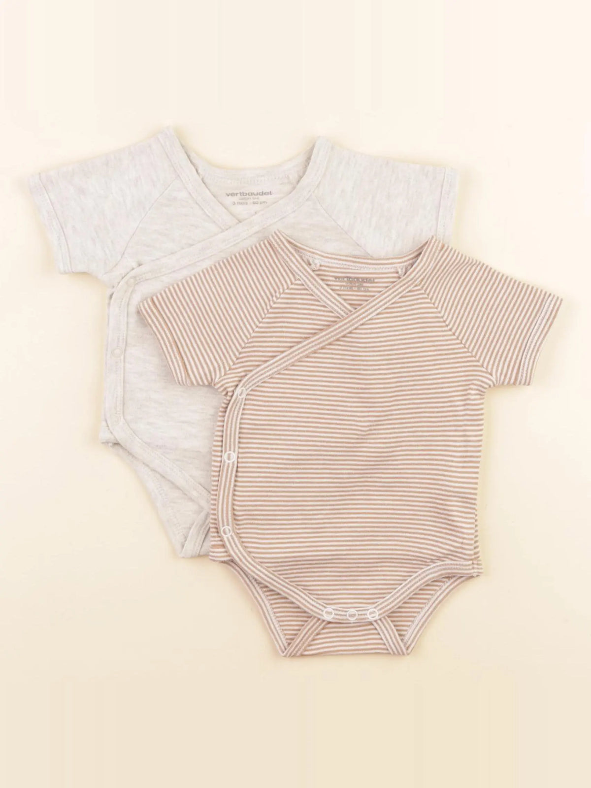 Vertbaudet - lot de 2 bodies en coton multicolore - 3 mois